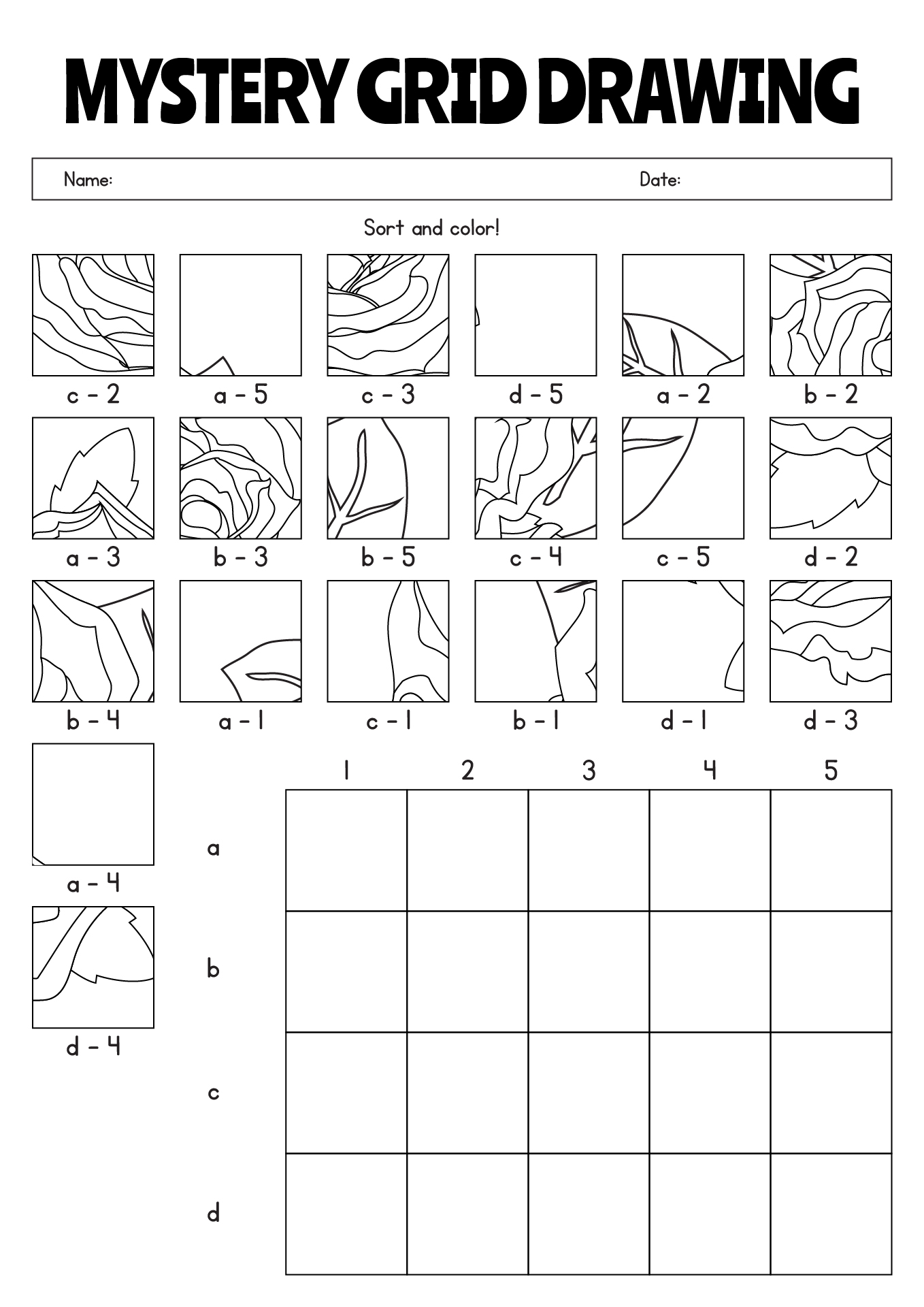 Mystery Grid Drawing Exercises For Art Class