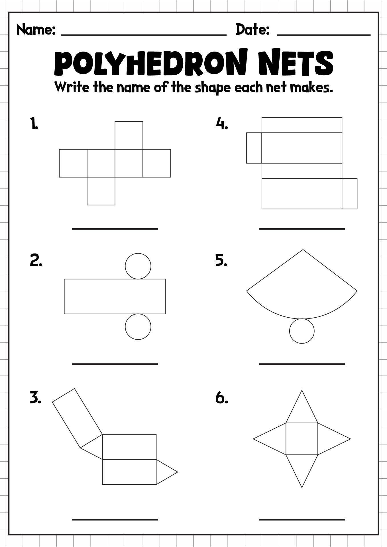 Nets of Polyhedra Test Worksheet