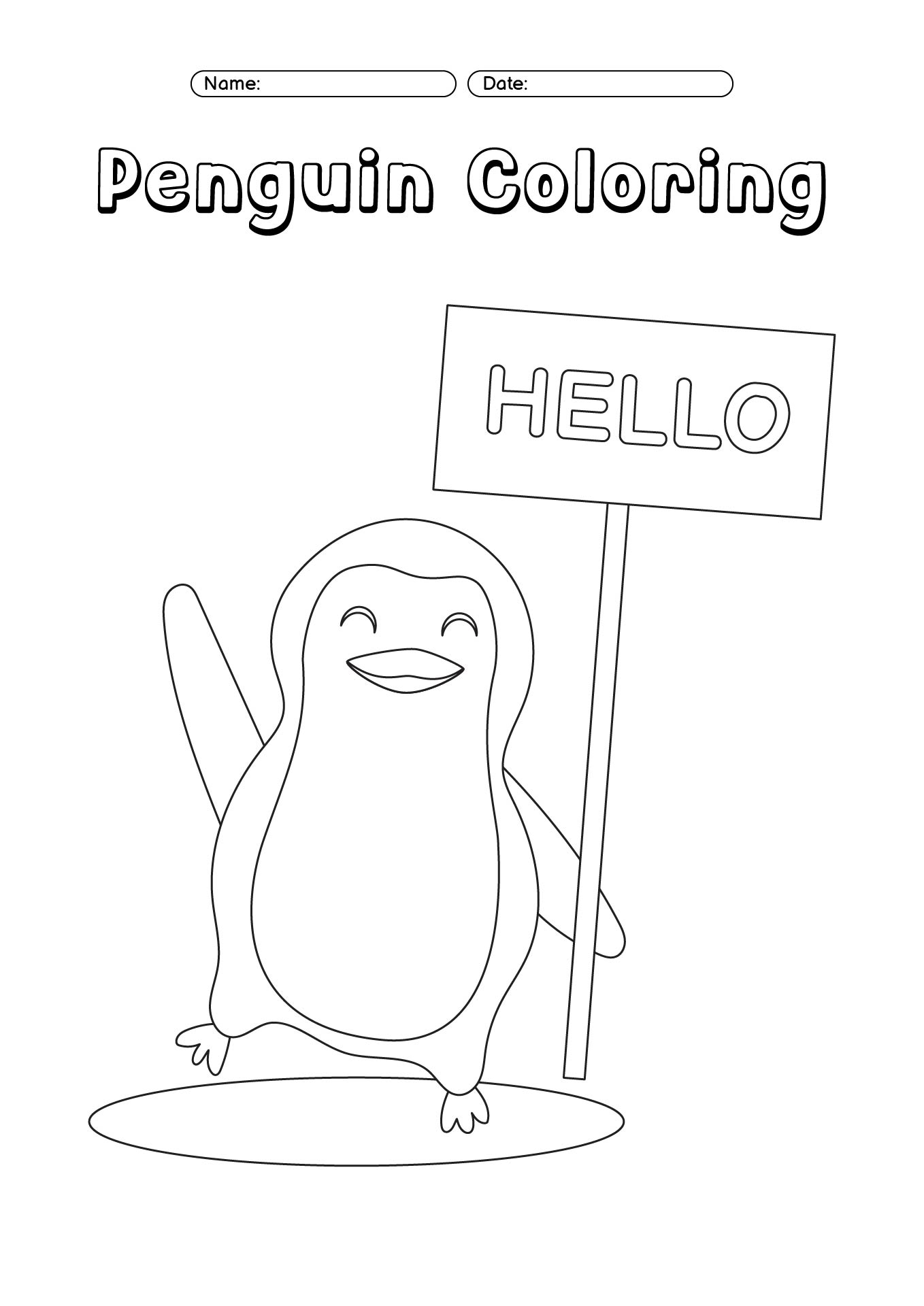 Penguin Coloring Sheets for Toddlers