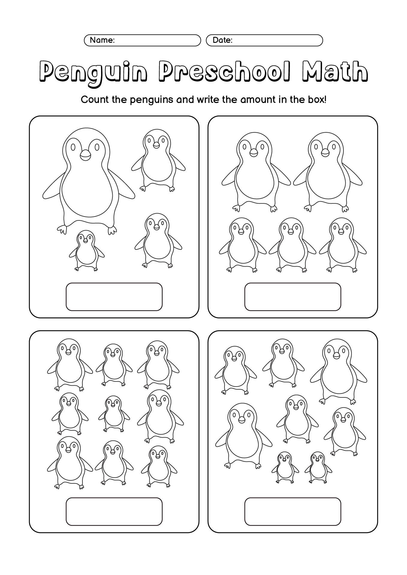 Penguin Preschool Math Activities