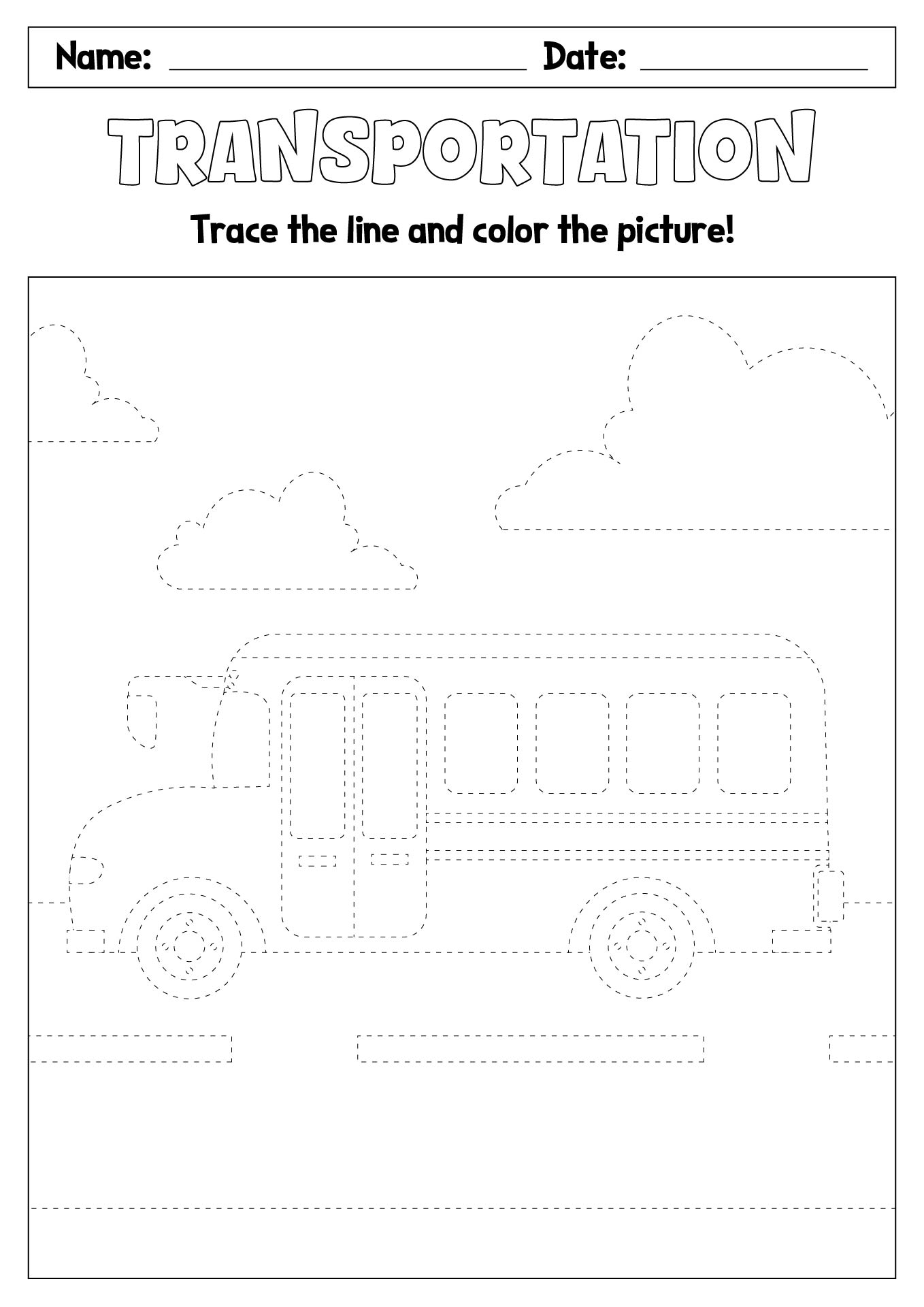 Preschool Transportation Worksheets