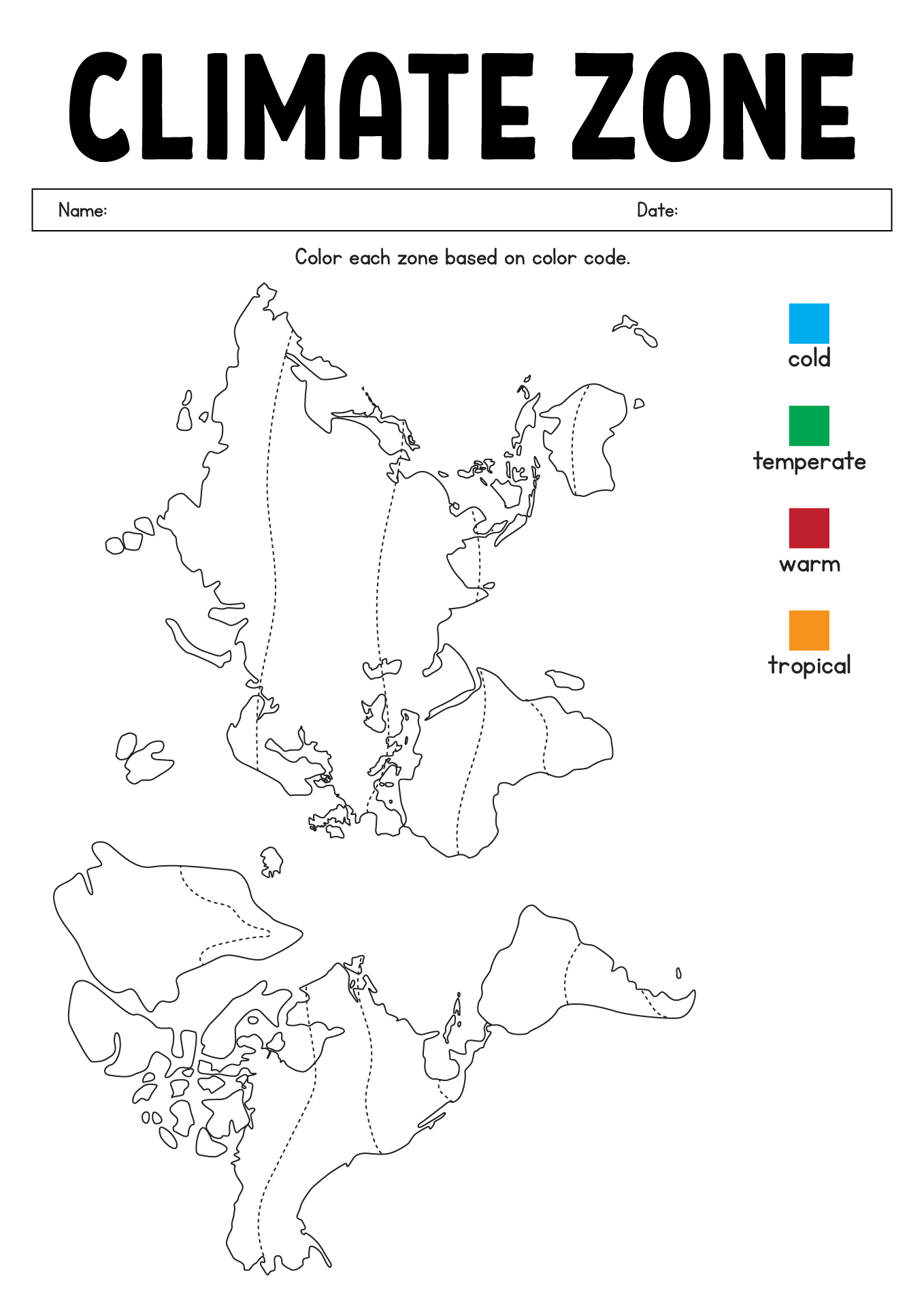 Printable Climate Zone Activity Sheets