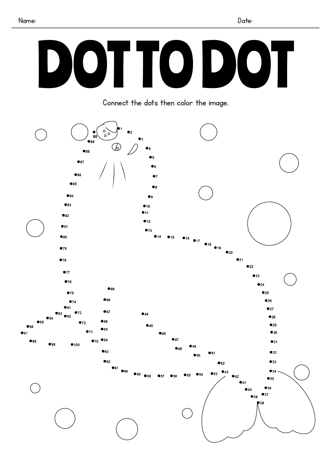 Printable Dot To Dot Numbers 1-100 Worksheets