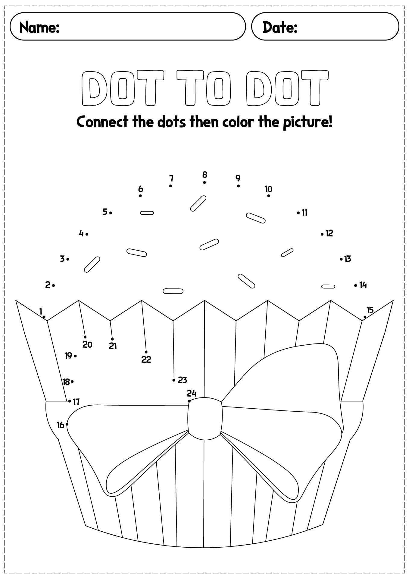 Printable Dot to Dot Number Worksheets