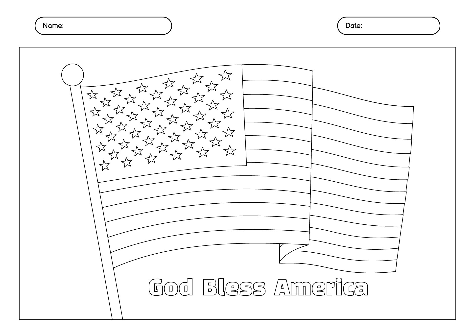 Printable Flag Coloring Activity Sheet