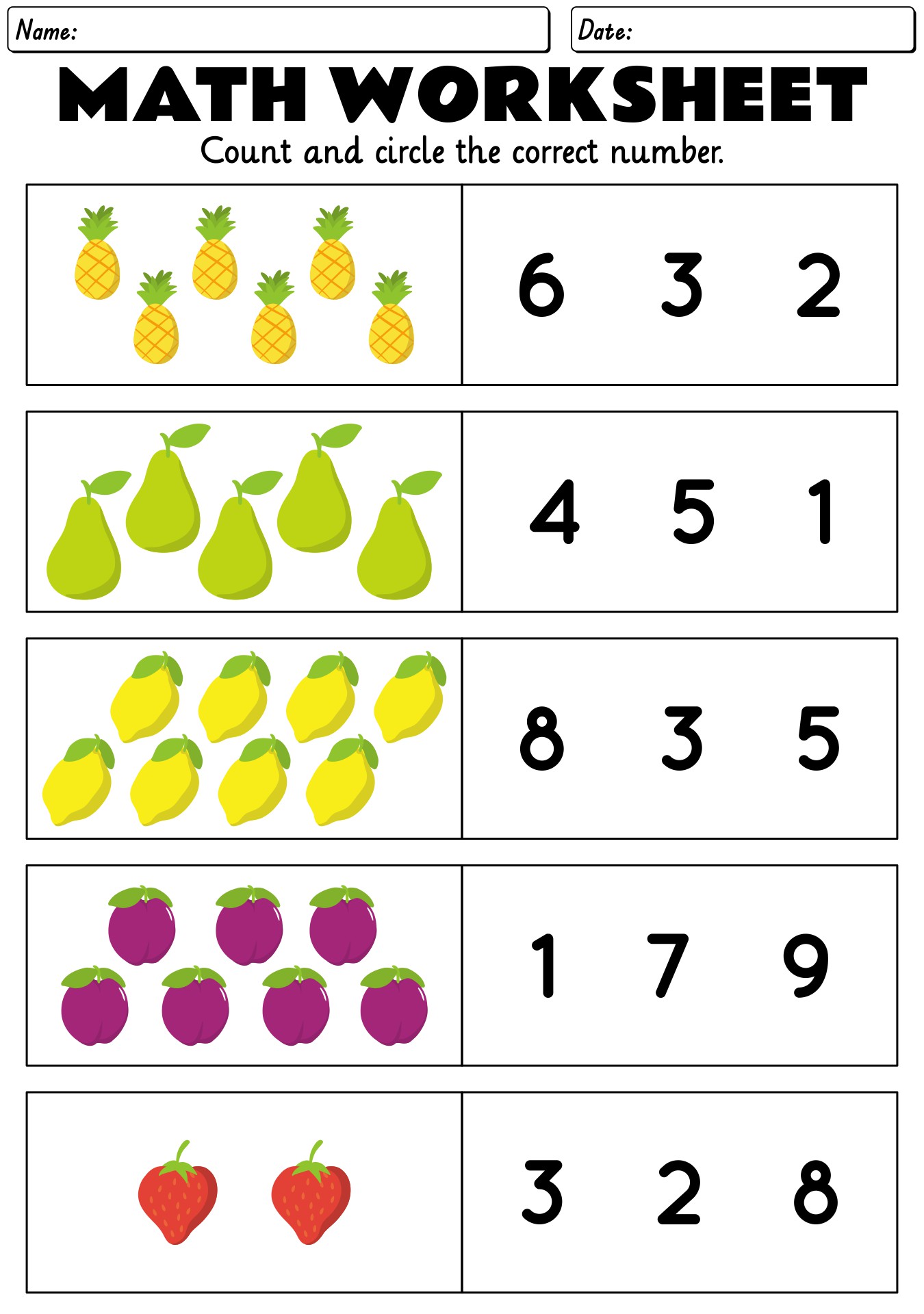 Printable Math Worksheets For Preschool