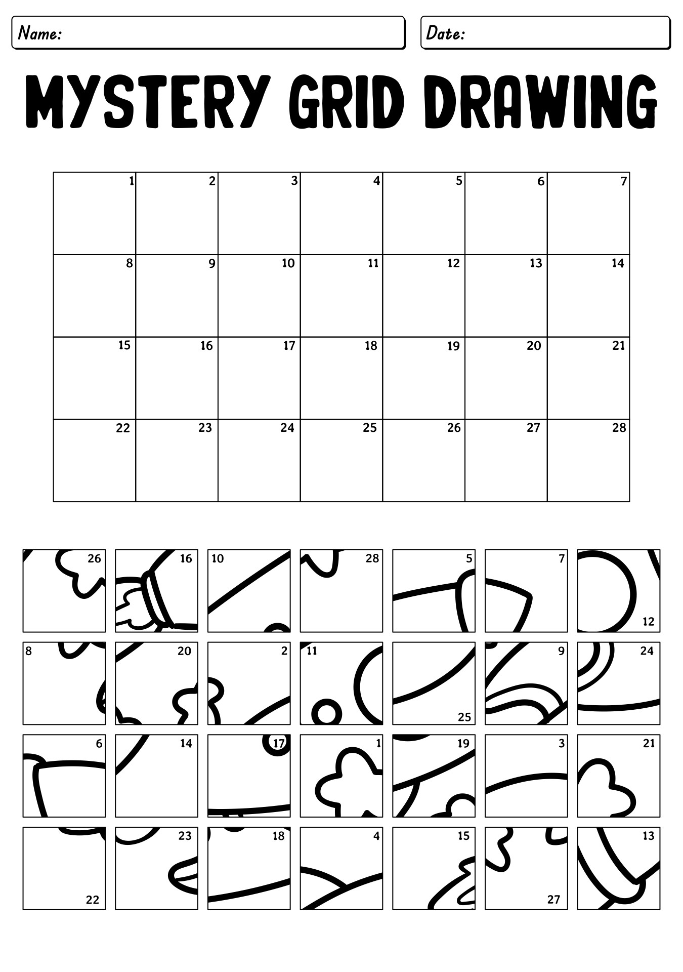 Printable Mystery Grid Drawing Activities For Kids