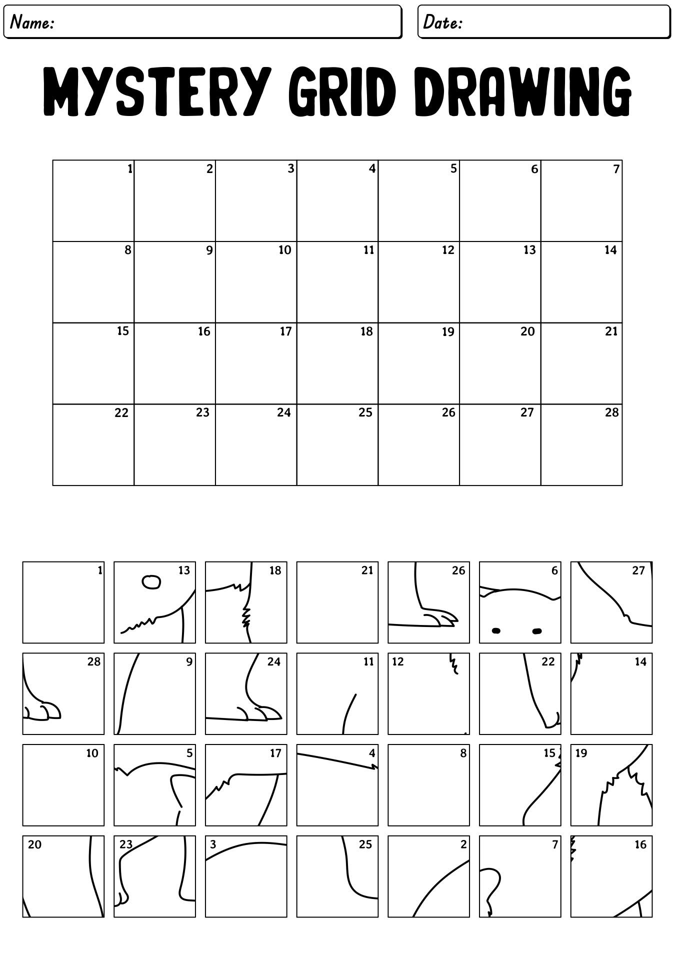 Printable Mystery Grid Drawing Puzzles For Kids