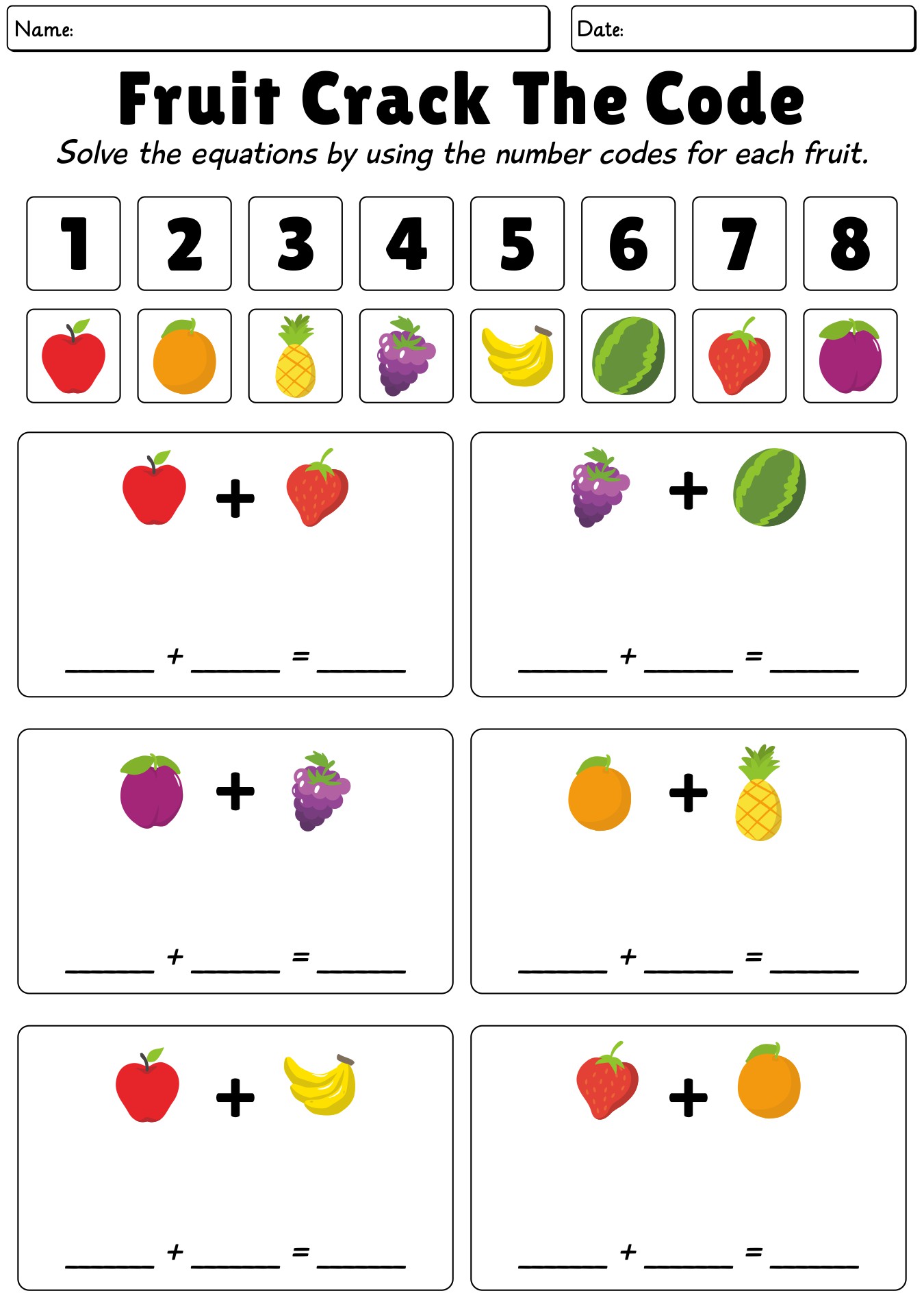 Secret Code Math Worksheets For Kids