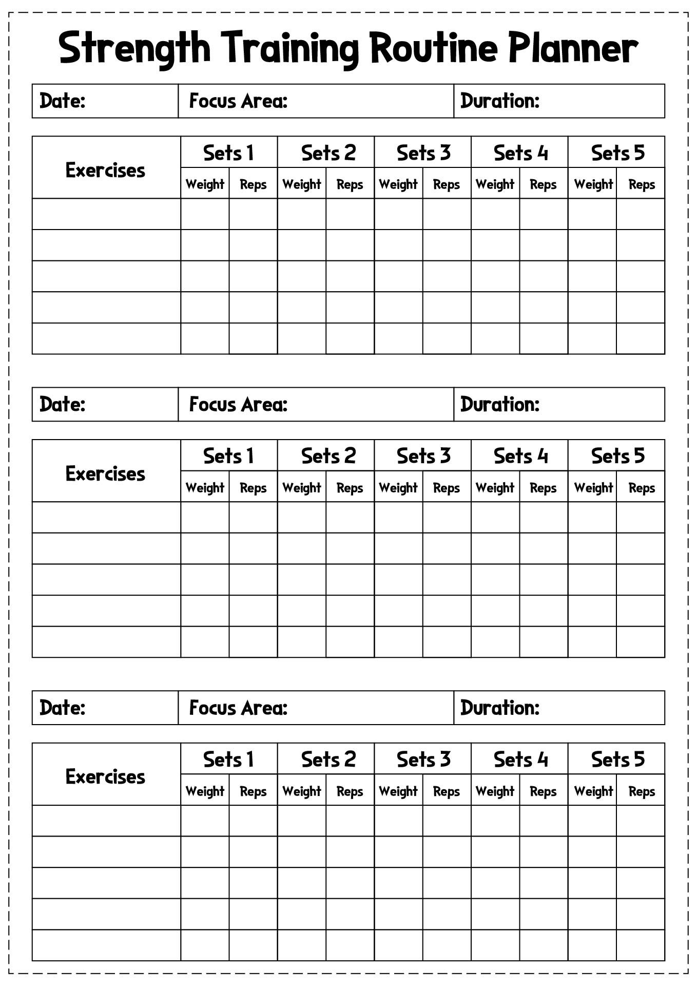 Strength Training Routine Planner