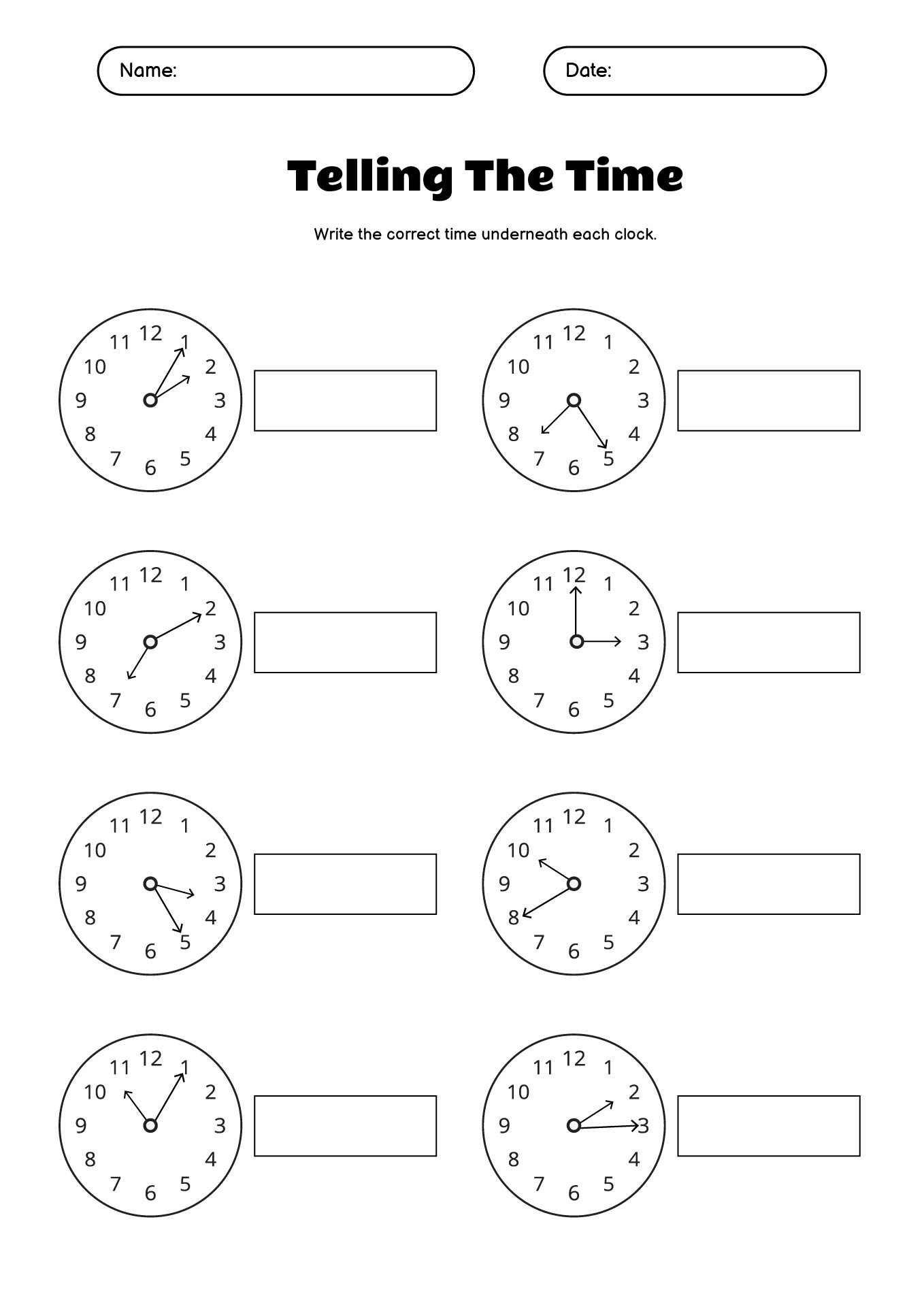 Telling Time to the Nearest Five Minutes