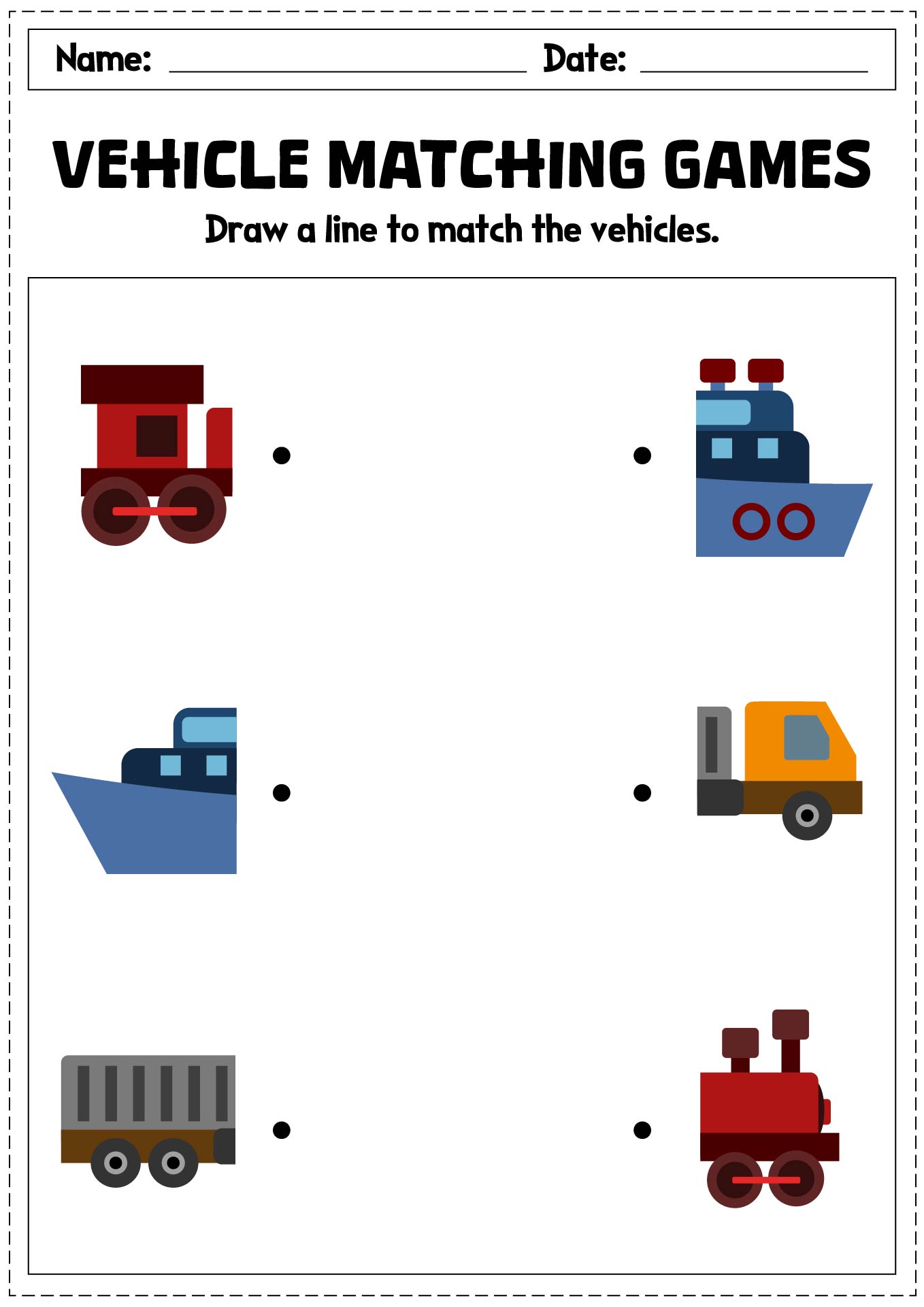 Vehicle Matching Games for Toddlers