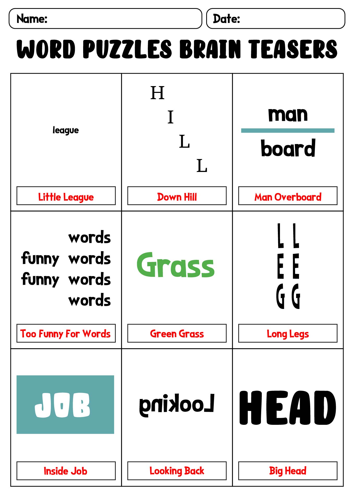 Word Puzzles Brain Teasers