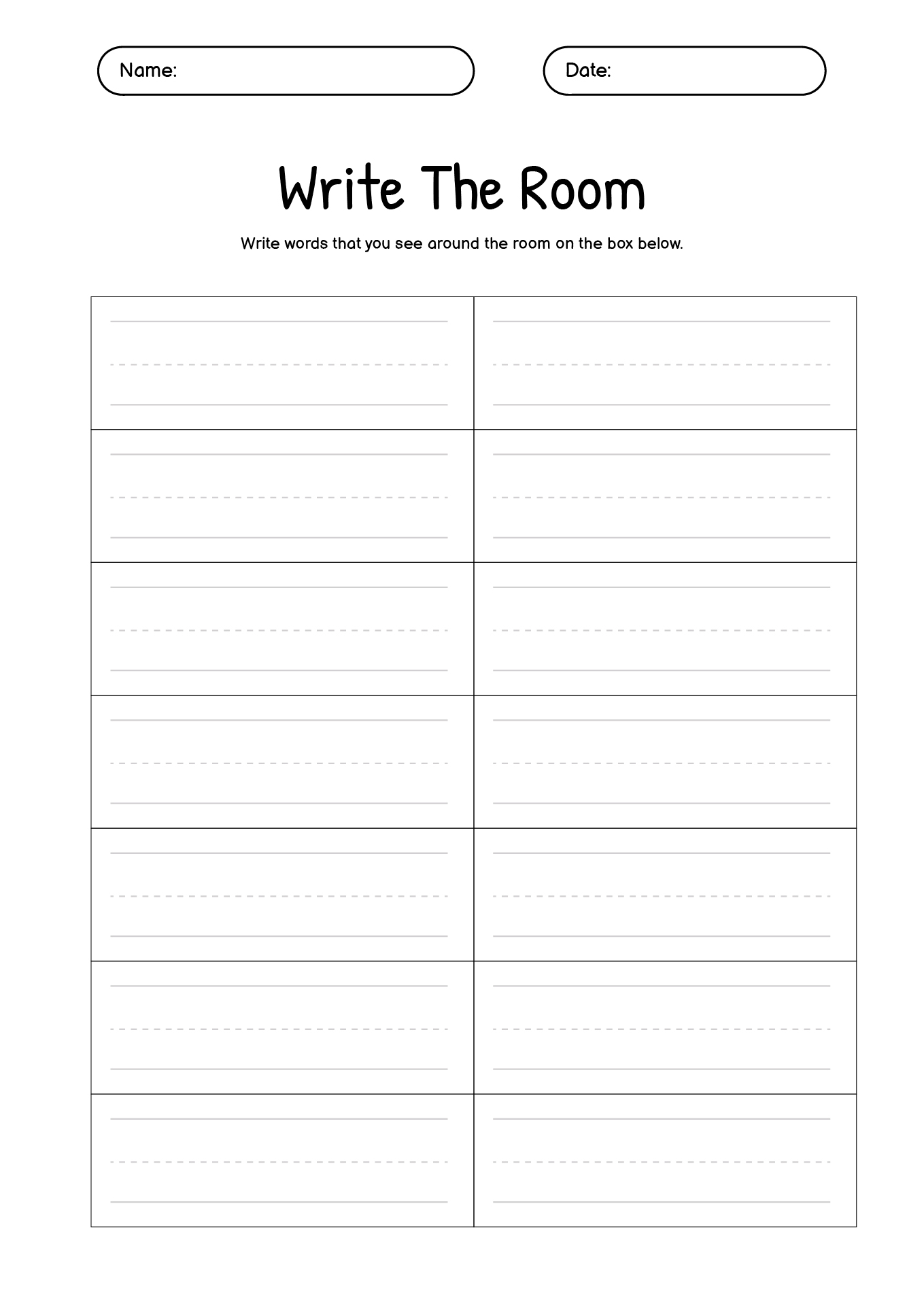 Write the Room Fill in the Blank Template