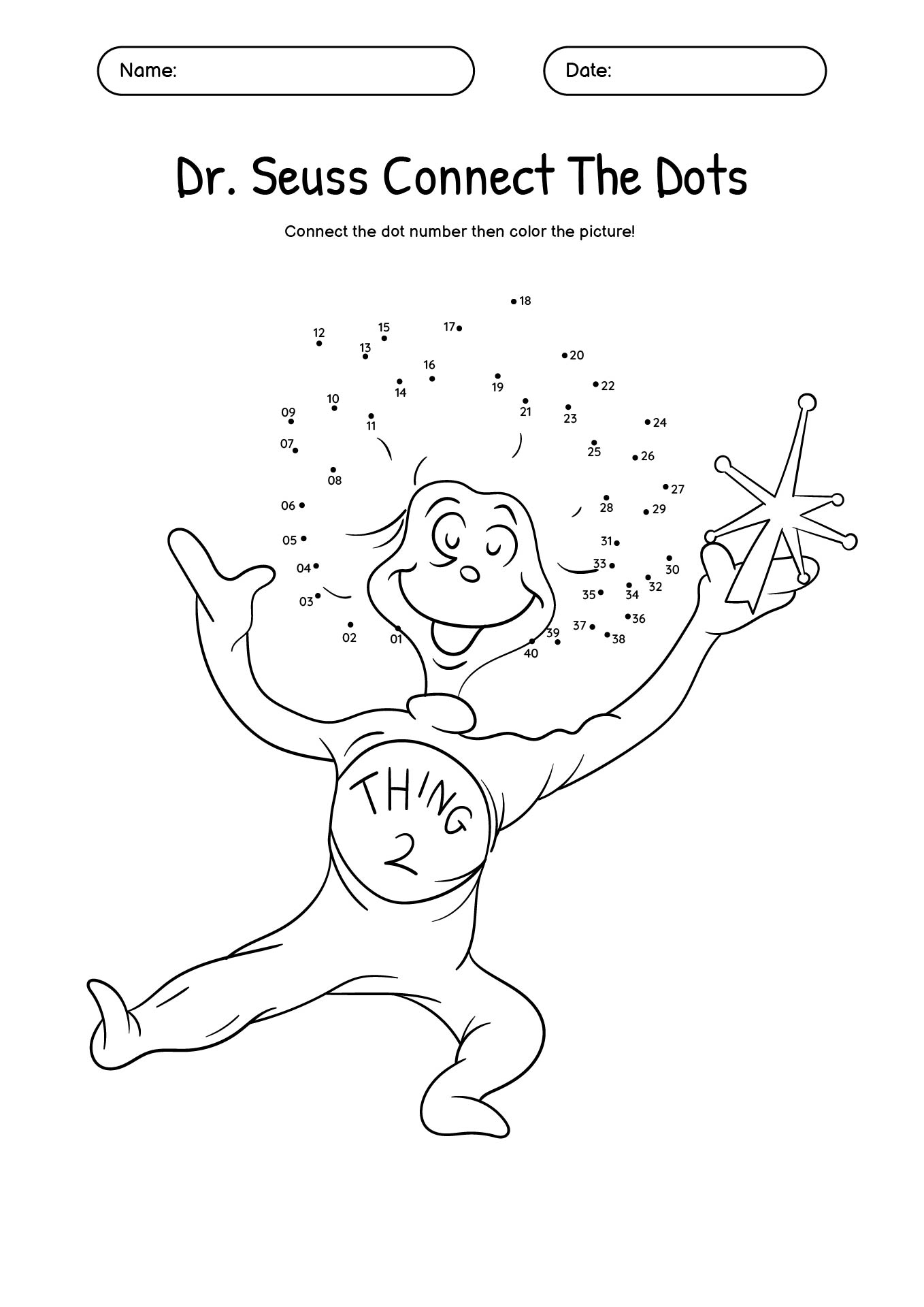 Educational Dr. Seuss Dot Connecting Worksheets