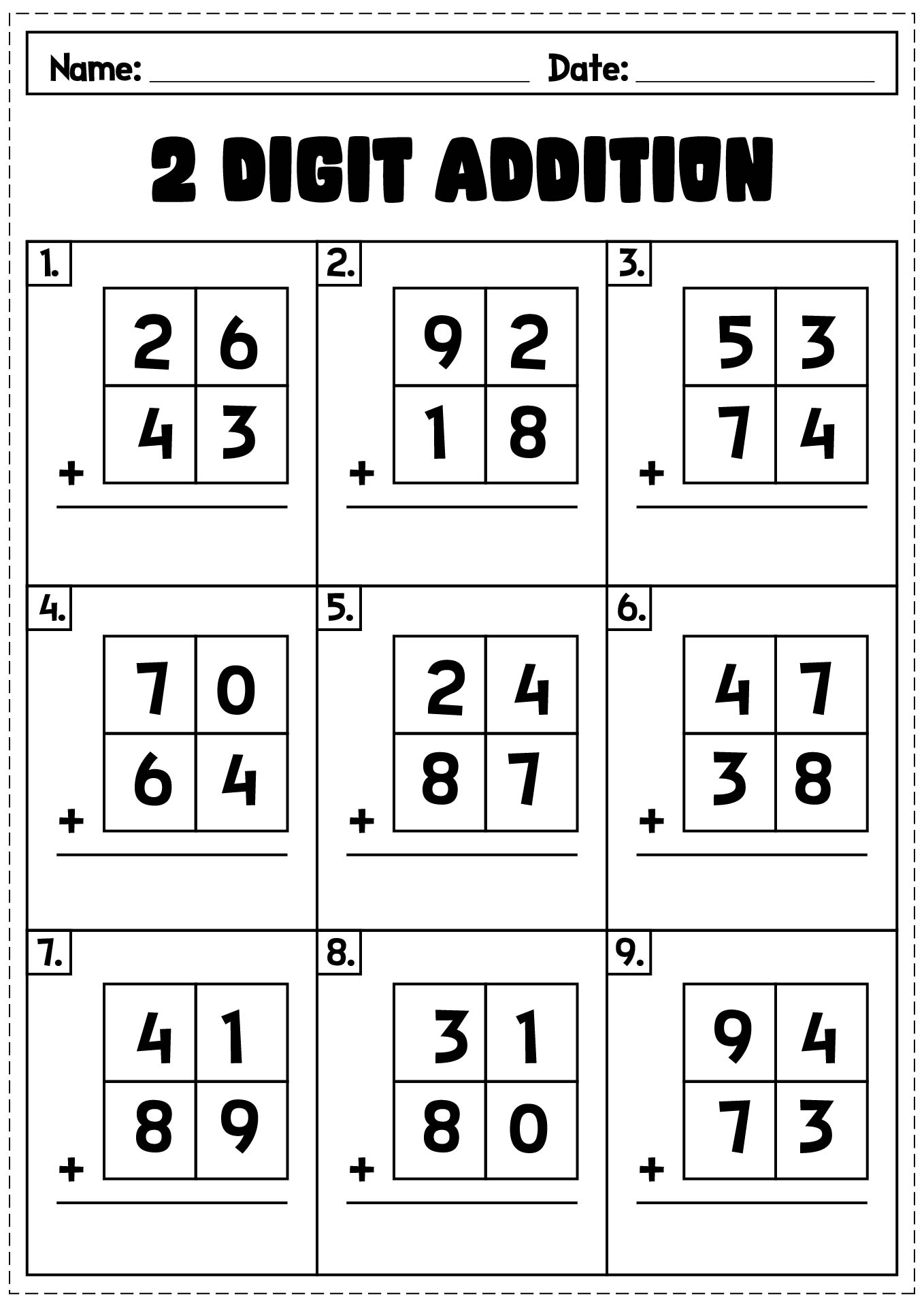 Homework Math Sheets for Second Graders