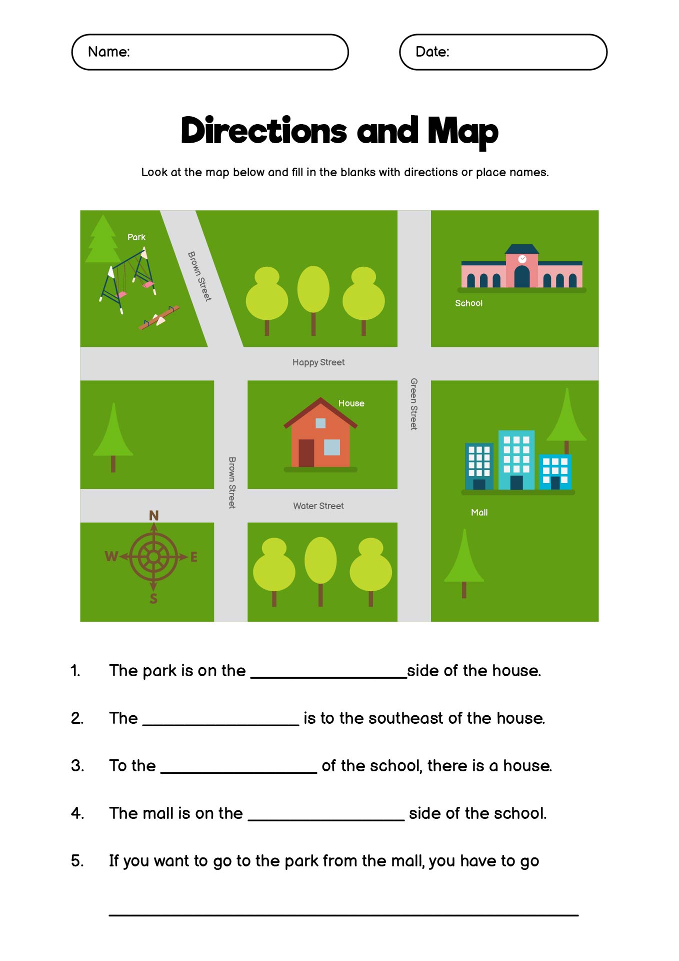 Kids Map Directions Exercises