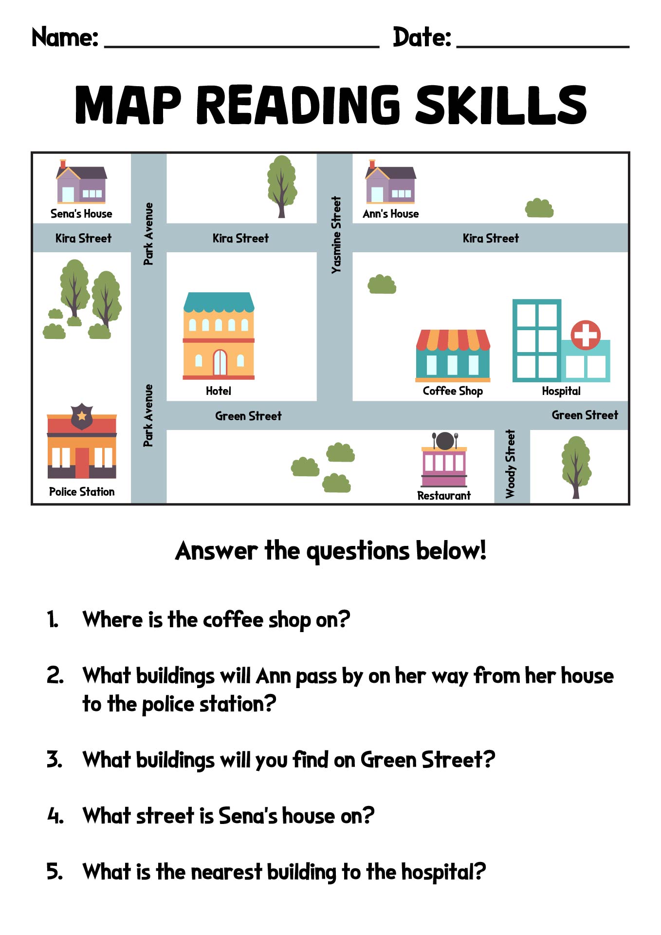 Map Interpretation Skills Worksheet for Beginners