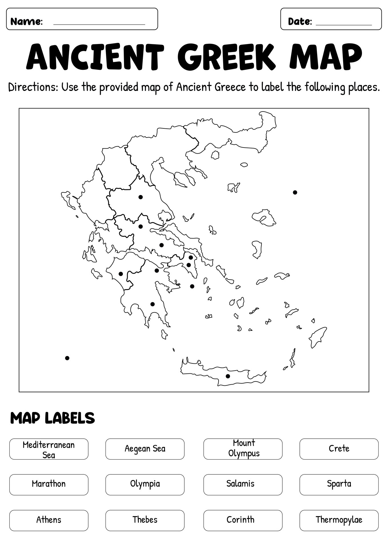 6th Grade Ancient Greece Geography Worksheets