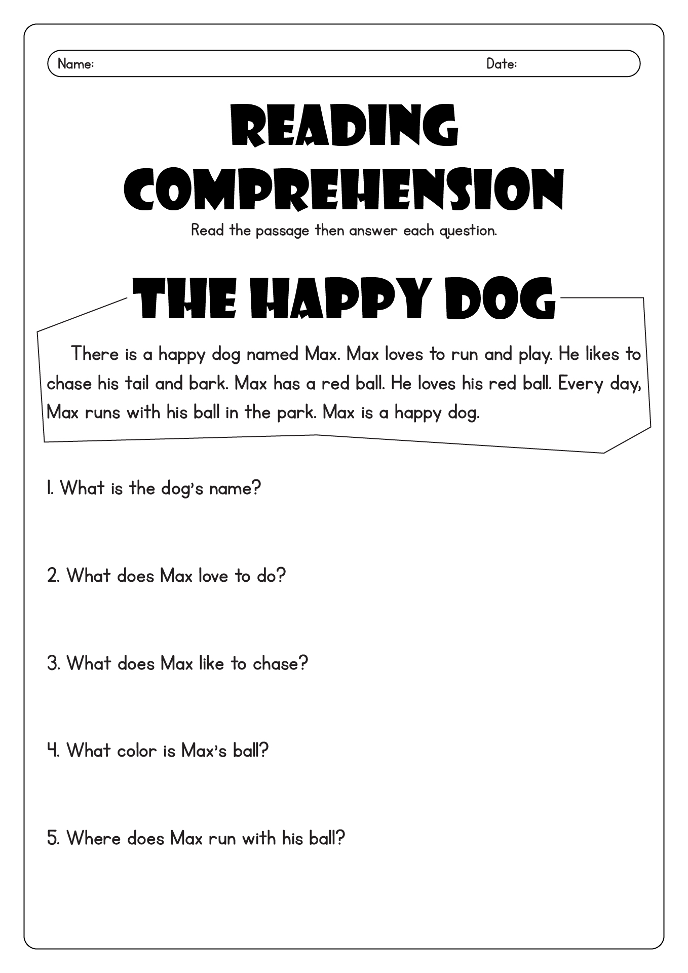 Beginner Reading Comprehension Worksheets for Kindergarten