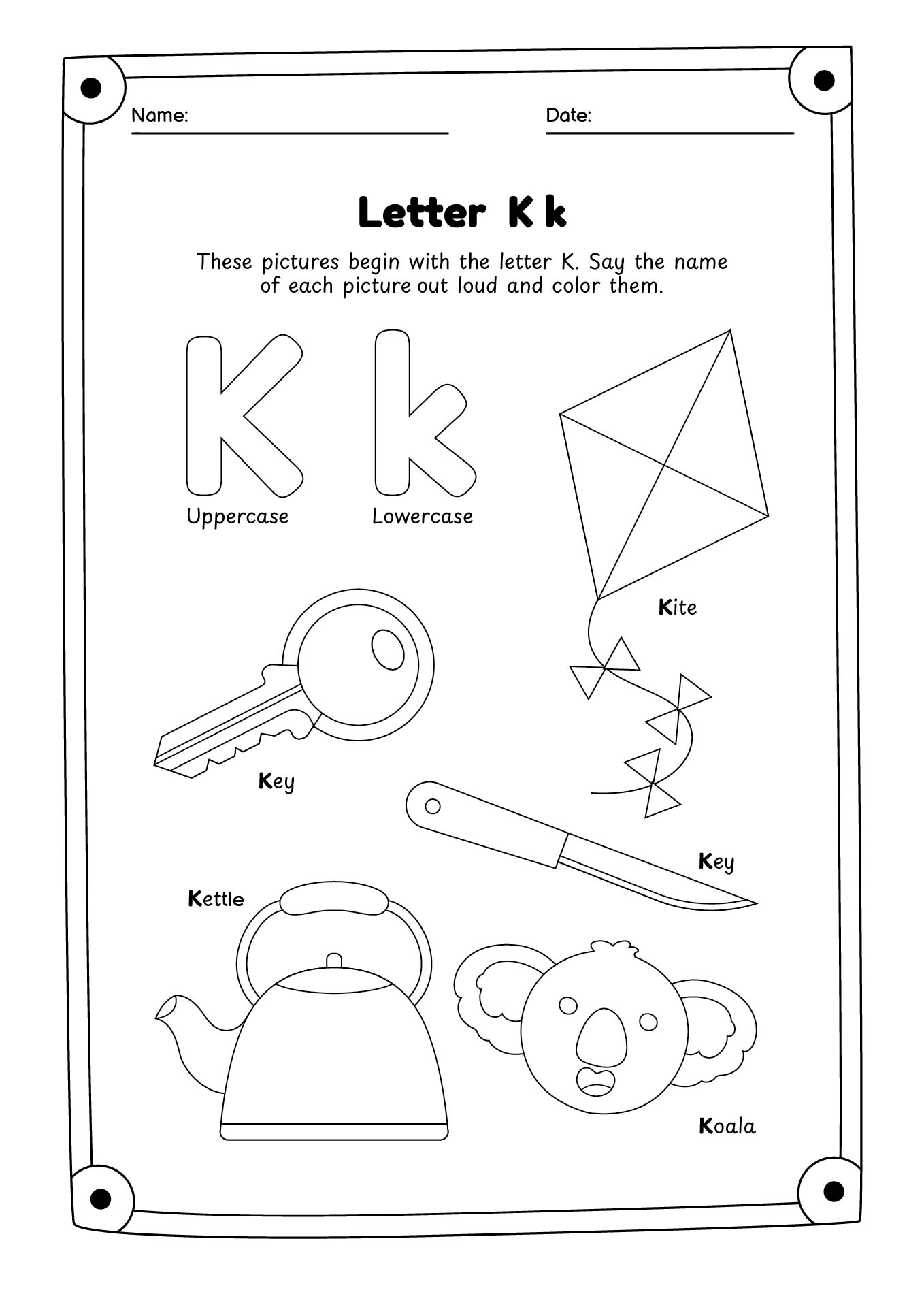 Color The Letter K Worksheet