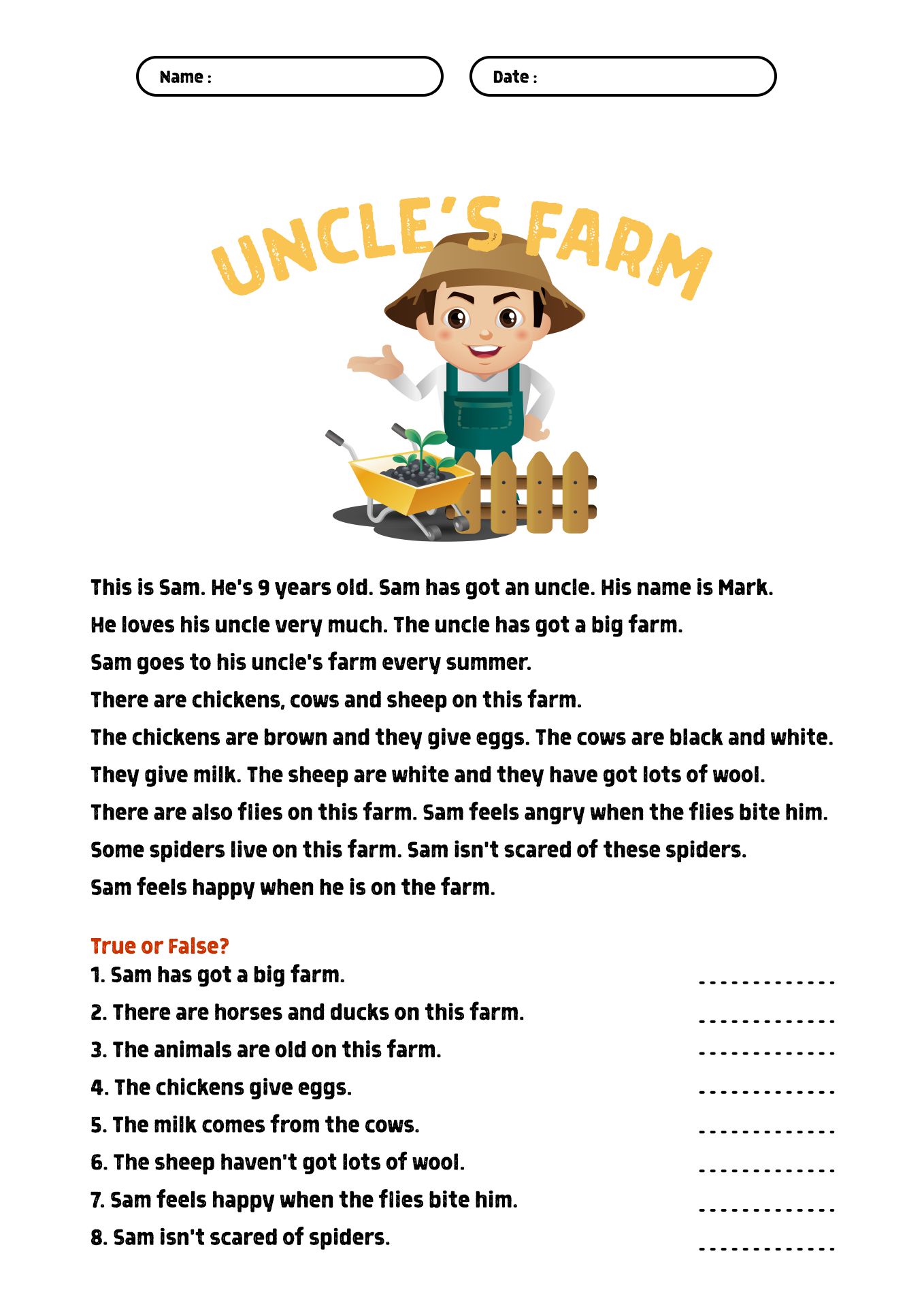 Comprehensive Worksheets on Farming Reading Skills