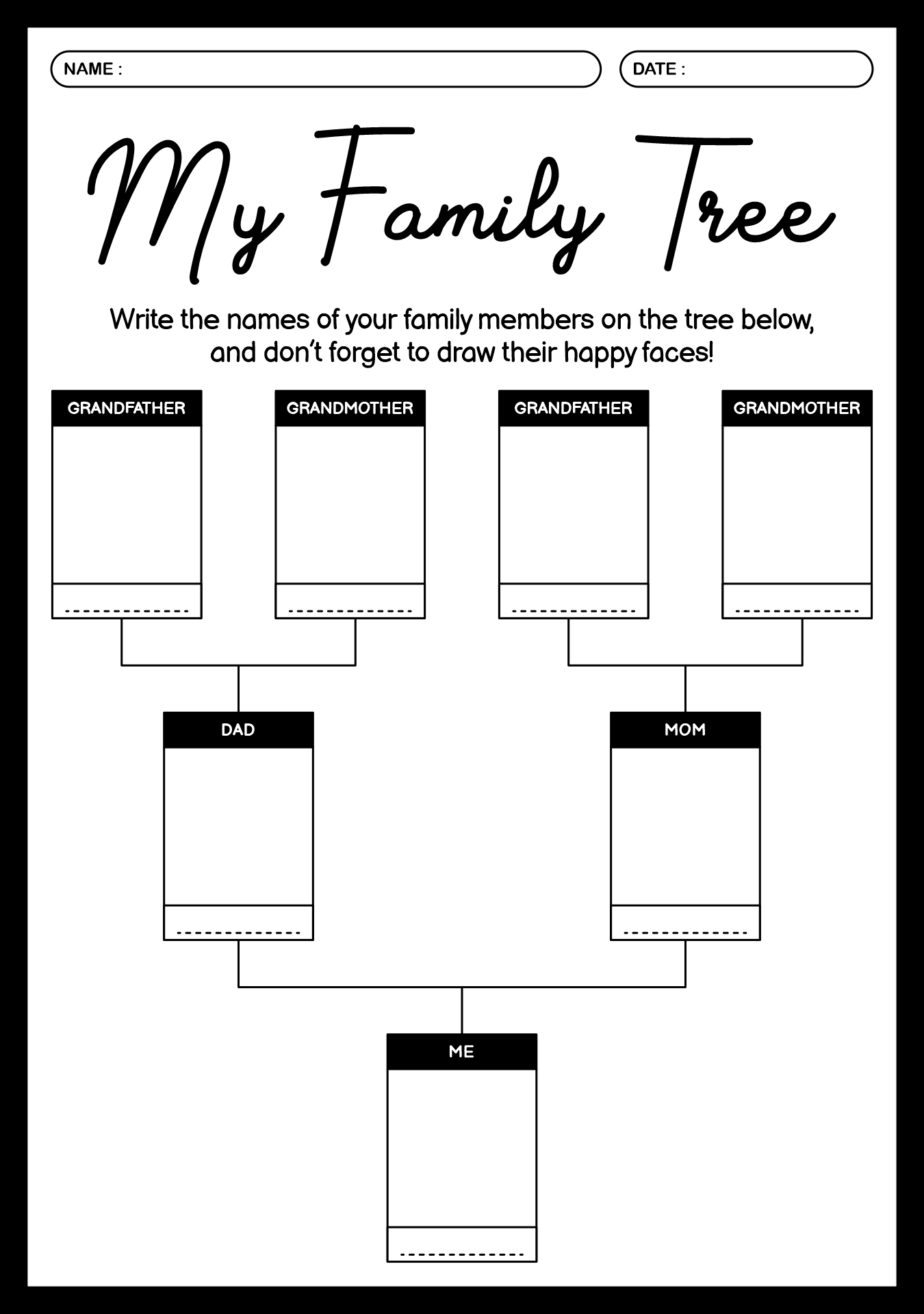 ESL Family Tree Vocabulary Worksheet