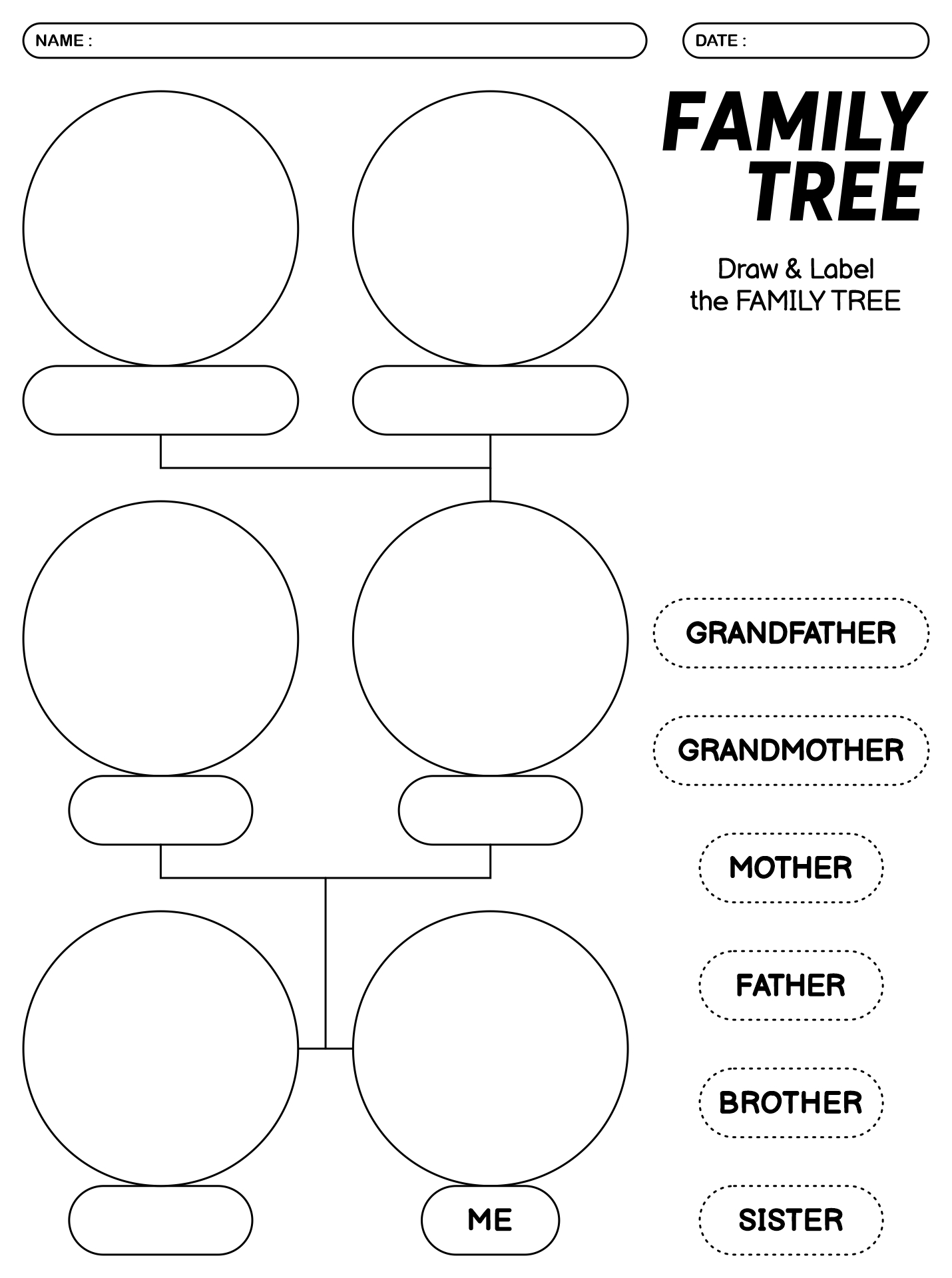 ESL Printable Family Tree Worksheet