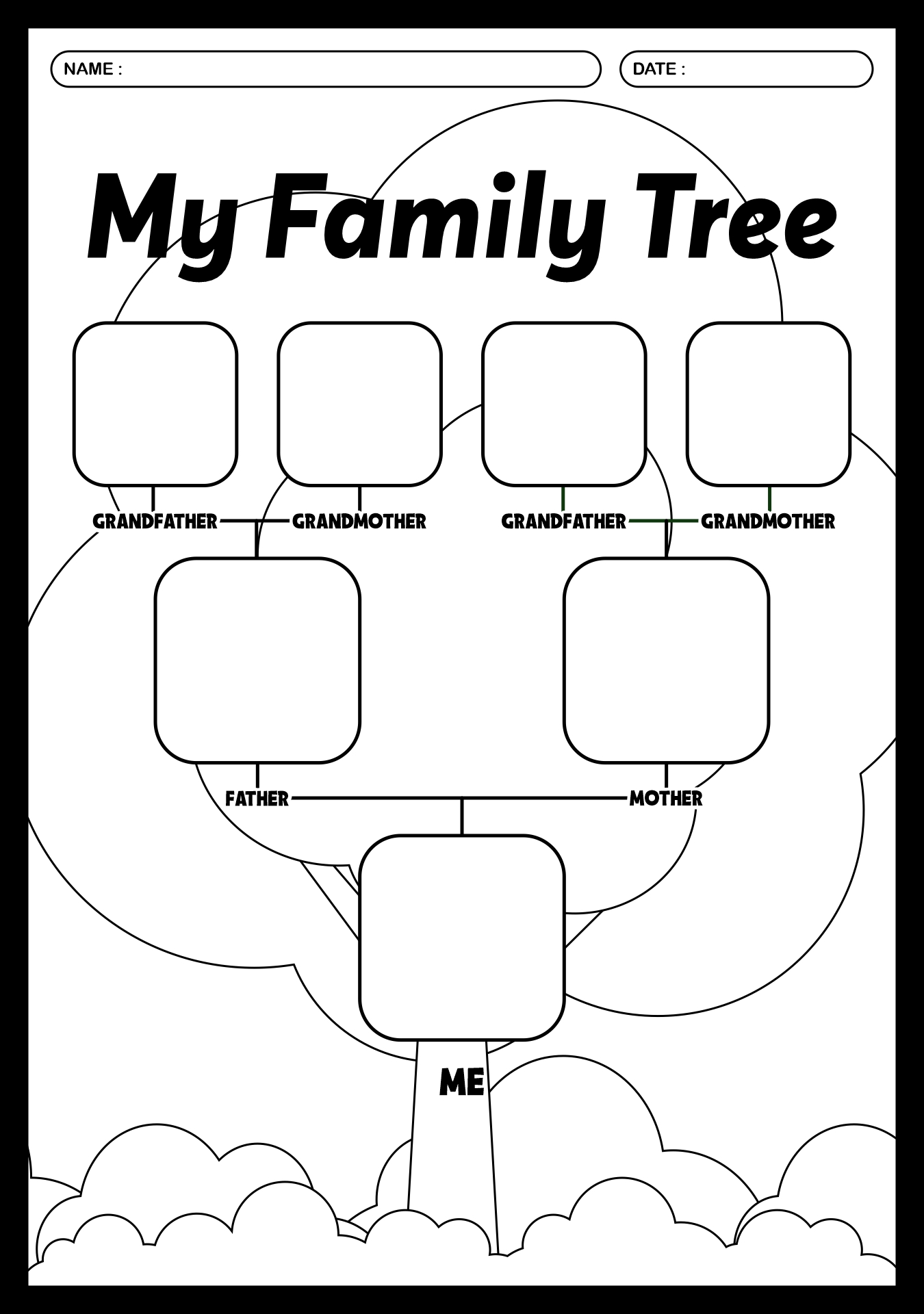 Family Tree Worksheet for ESL Beginners