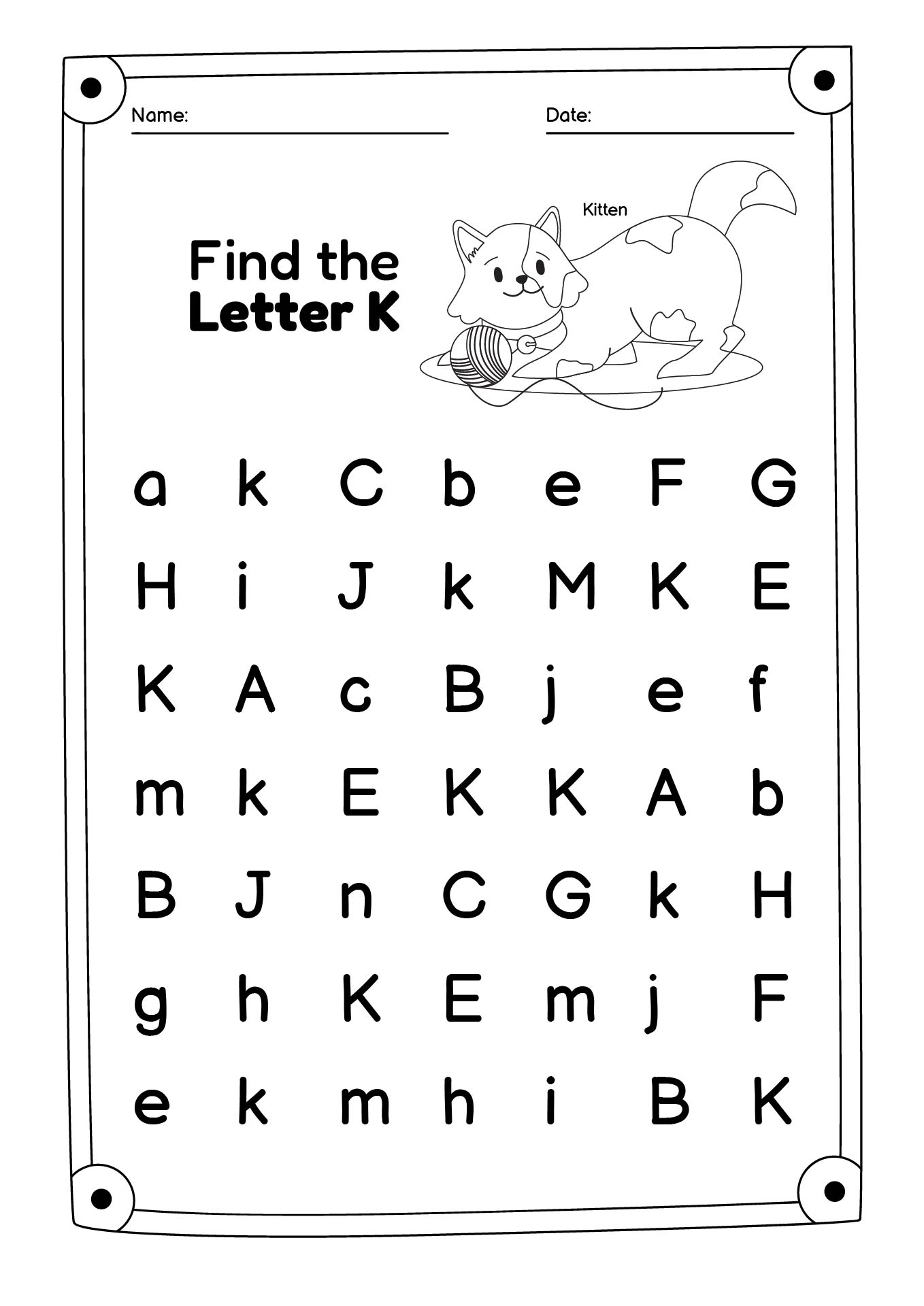 Find The Letter K Exercise