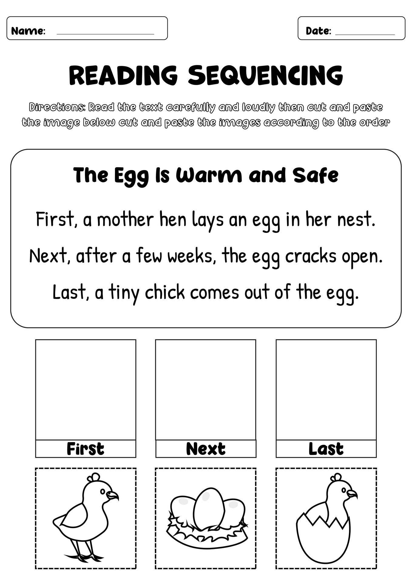 Grade 1 Reading Sequencing Printable Exercises