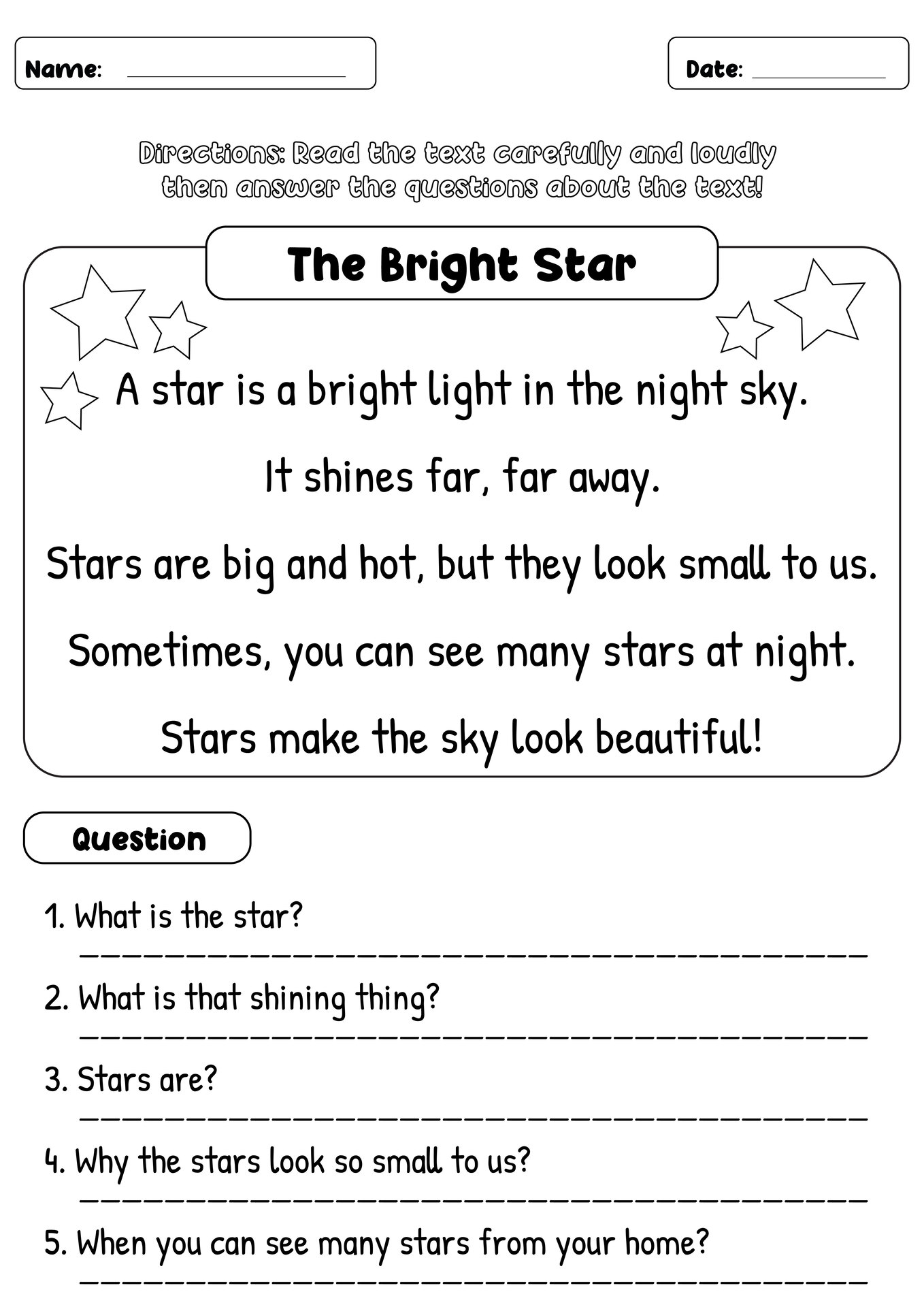 Grade 1 Reading Skills Practice Sheets Printable