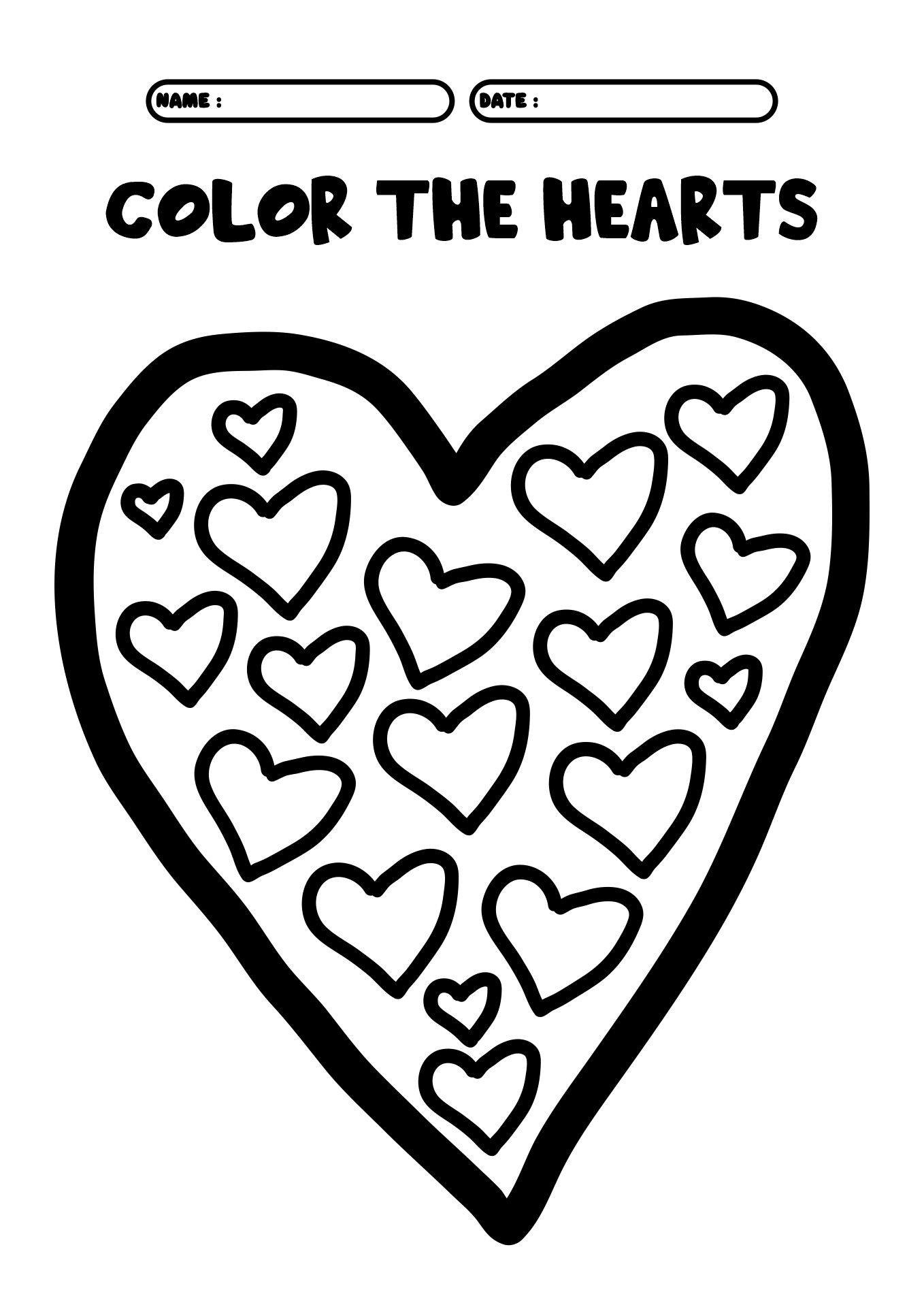 Heart Shape Coloring Worksheets for Preschoolers