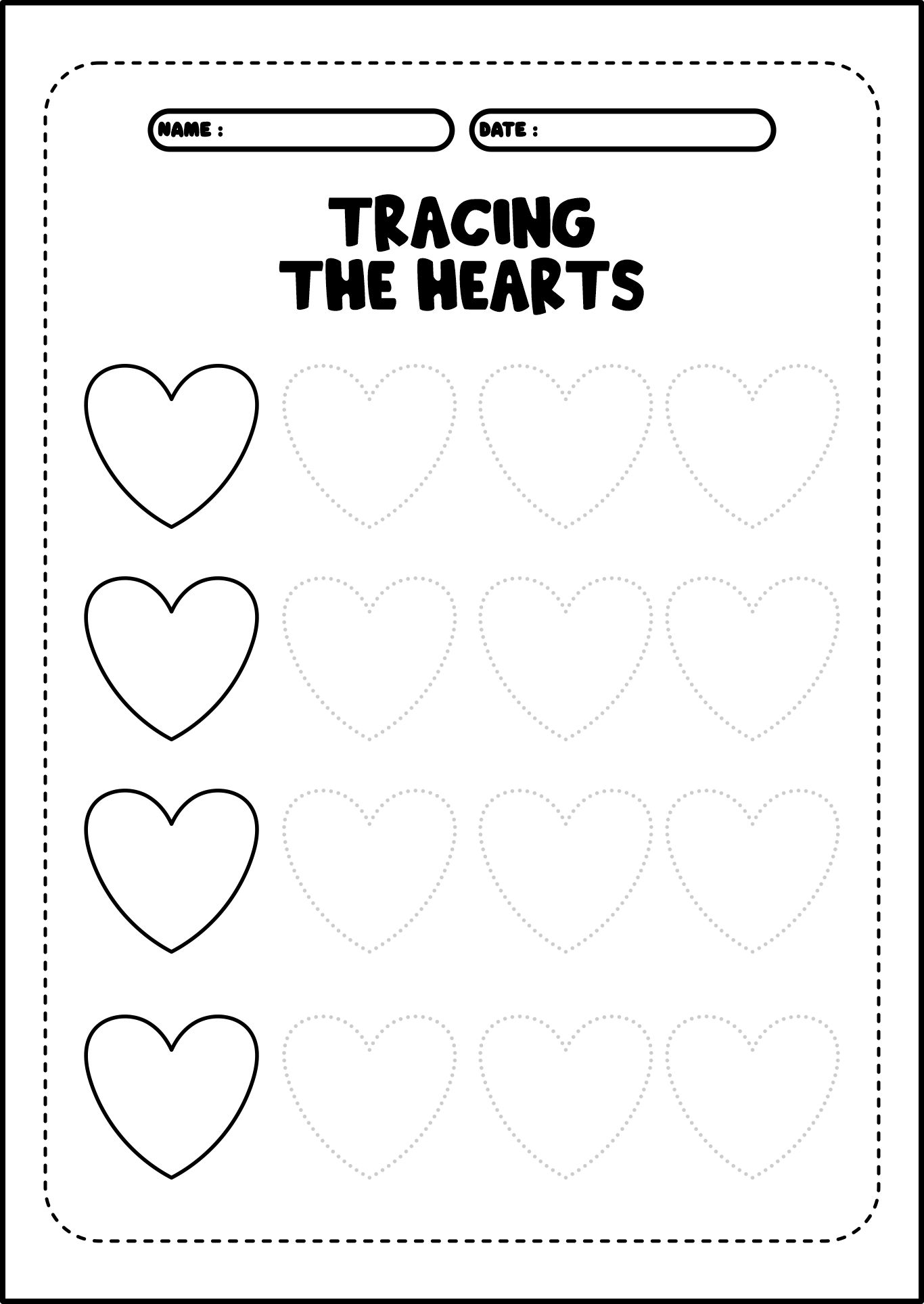 Heart Shape Tracing Activities for Preschool