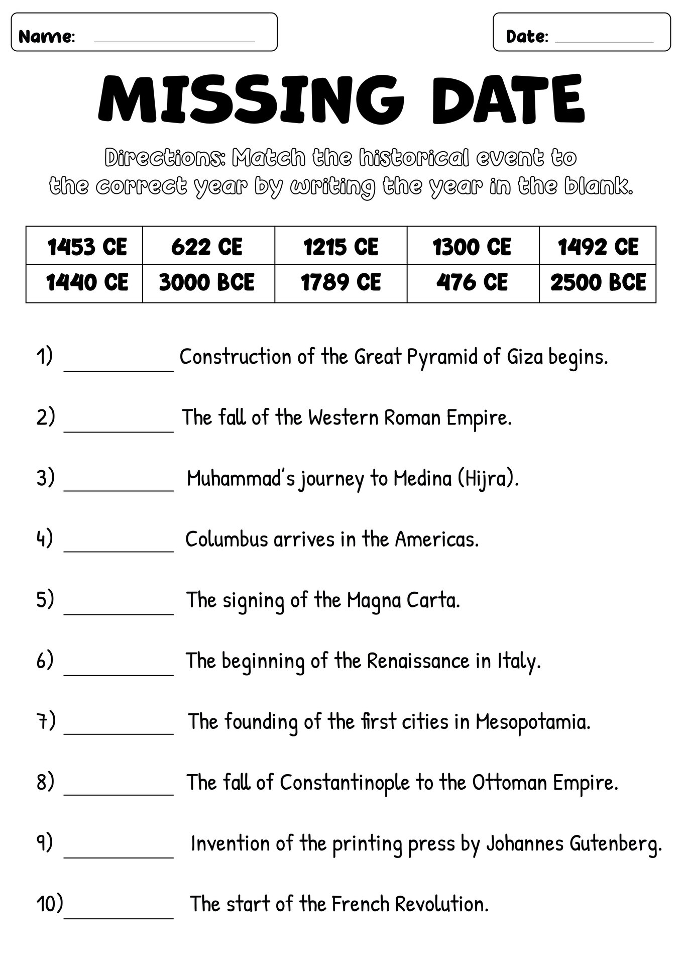 Interactive Seventh Grade History Workbooks