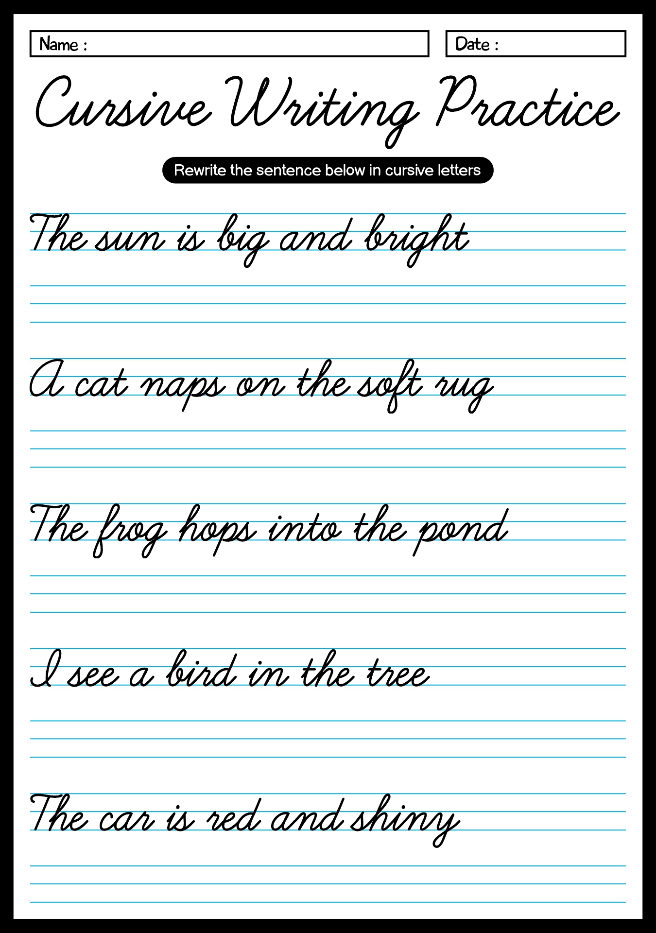 Kids Cursive Handwriting Practice Activities