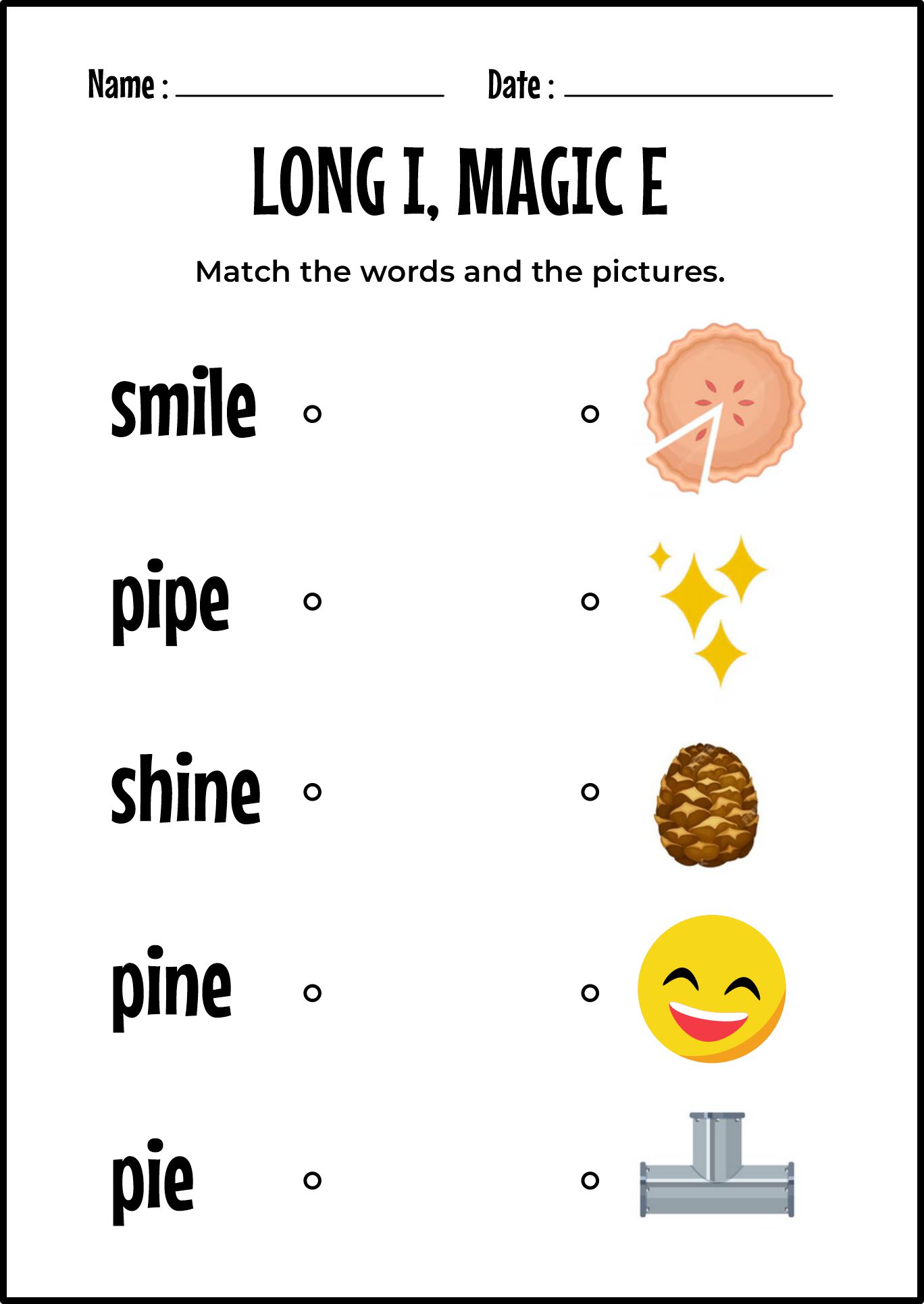 Long I Magic E Worksheet