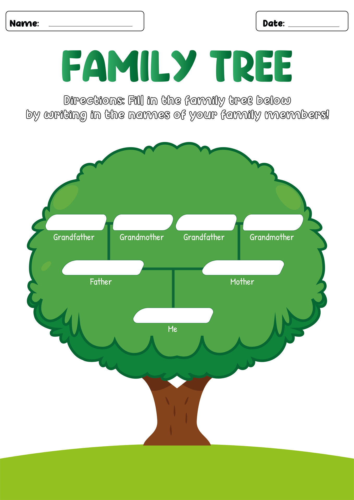 My Ancestry Tree Worksheet Kids Printable