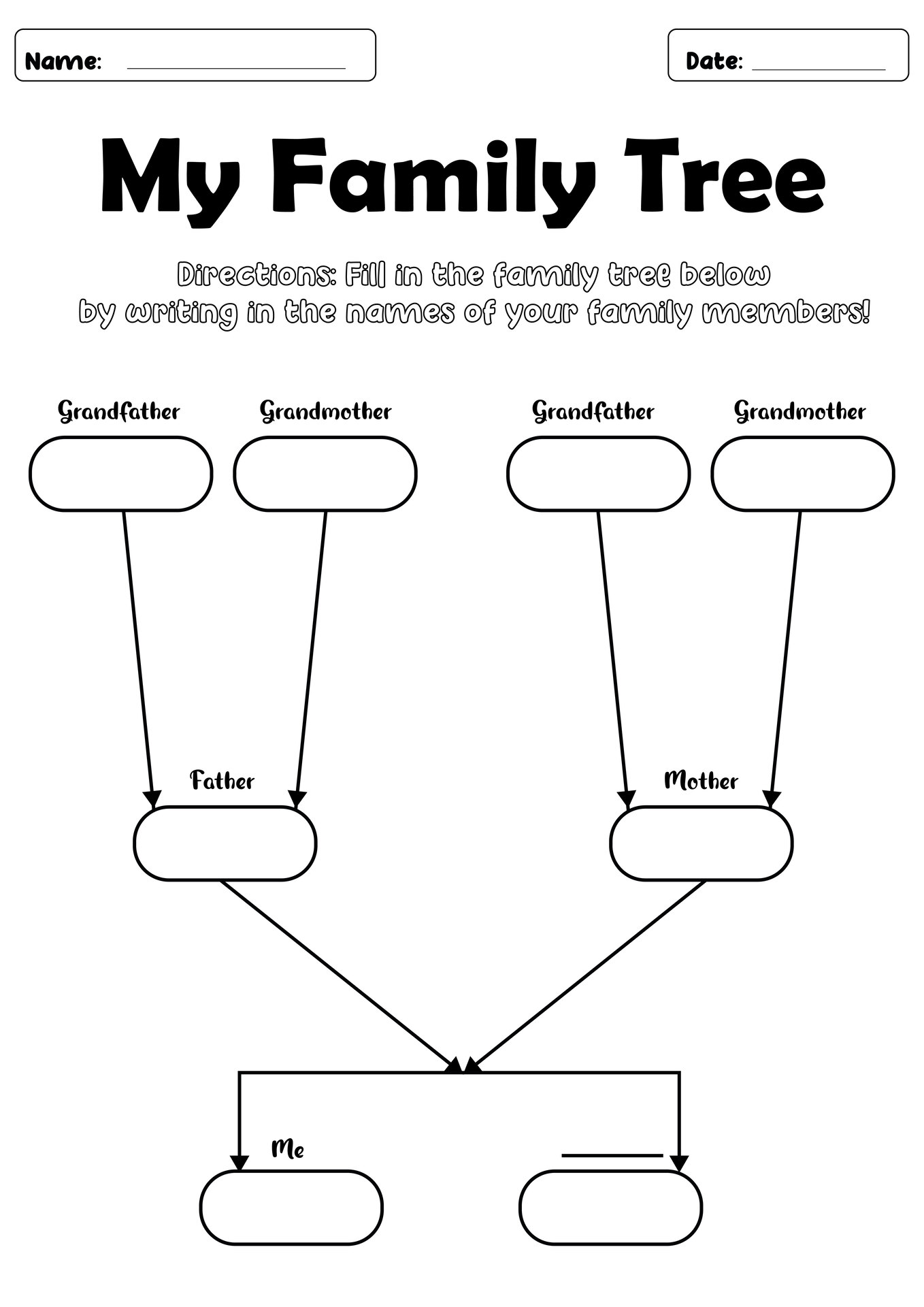 My Family Lineage Tree Chart Printable