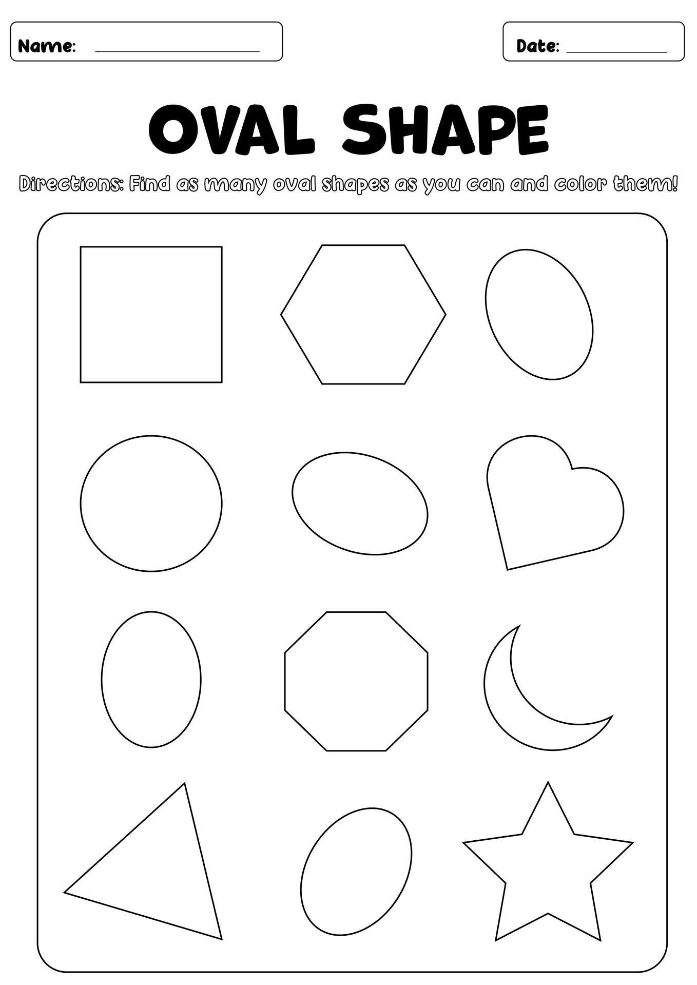 Oval Sorting Activities for Early Learners