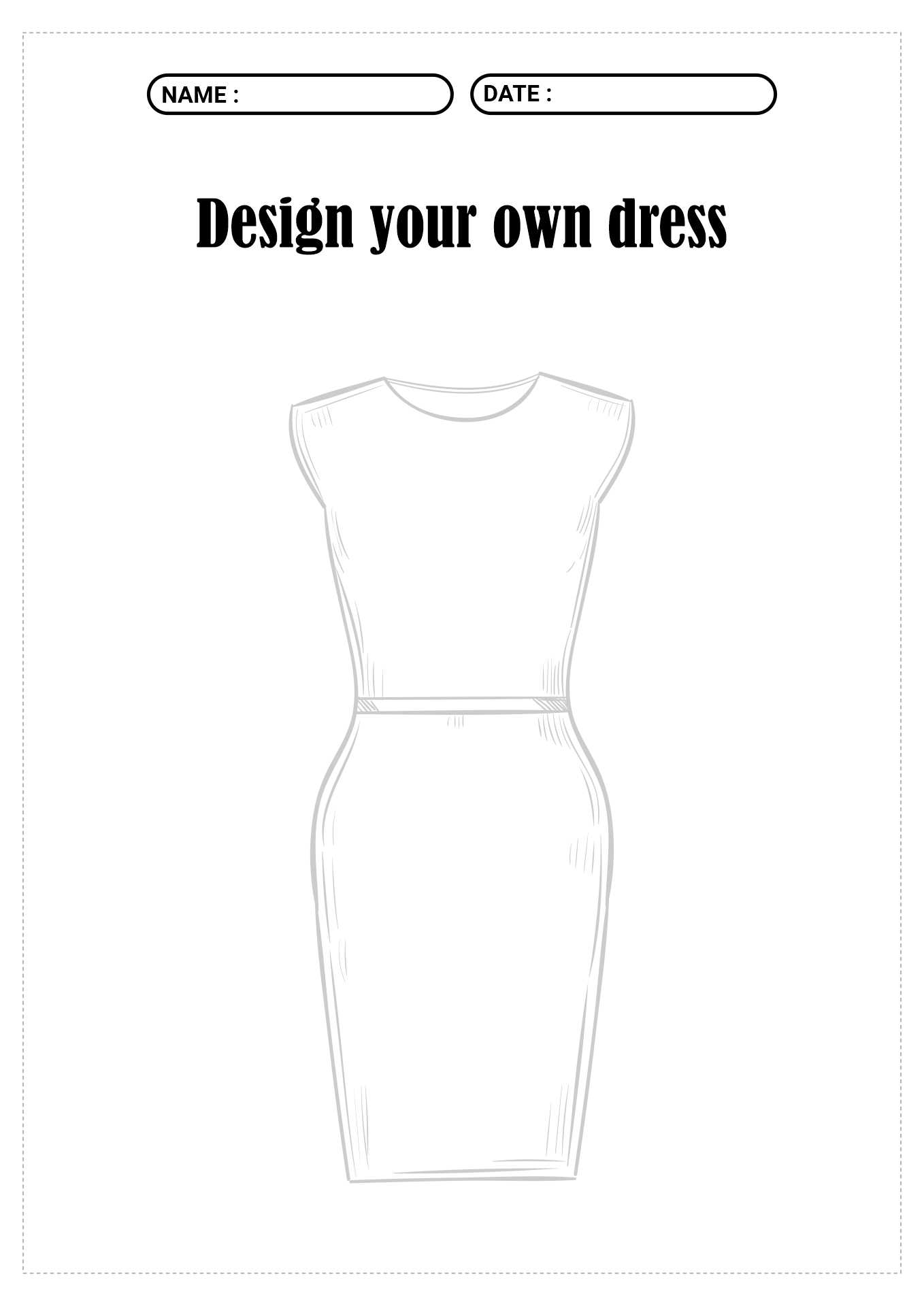 Printable Clothing Design Sketch Worksheets