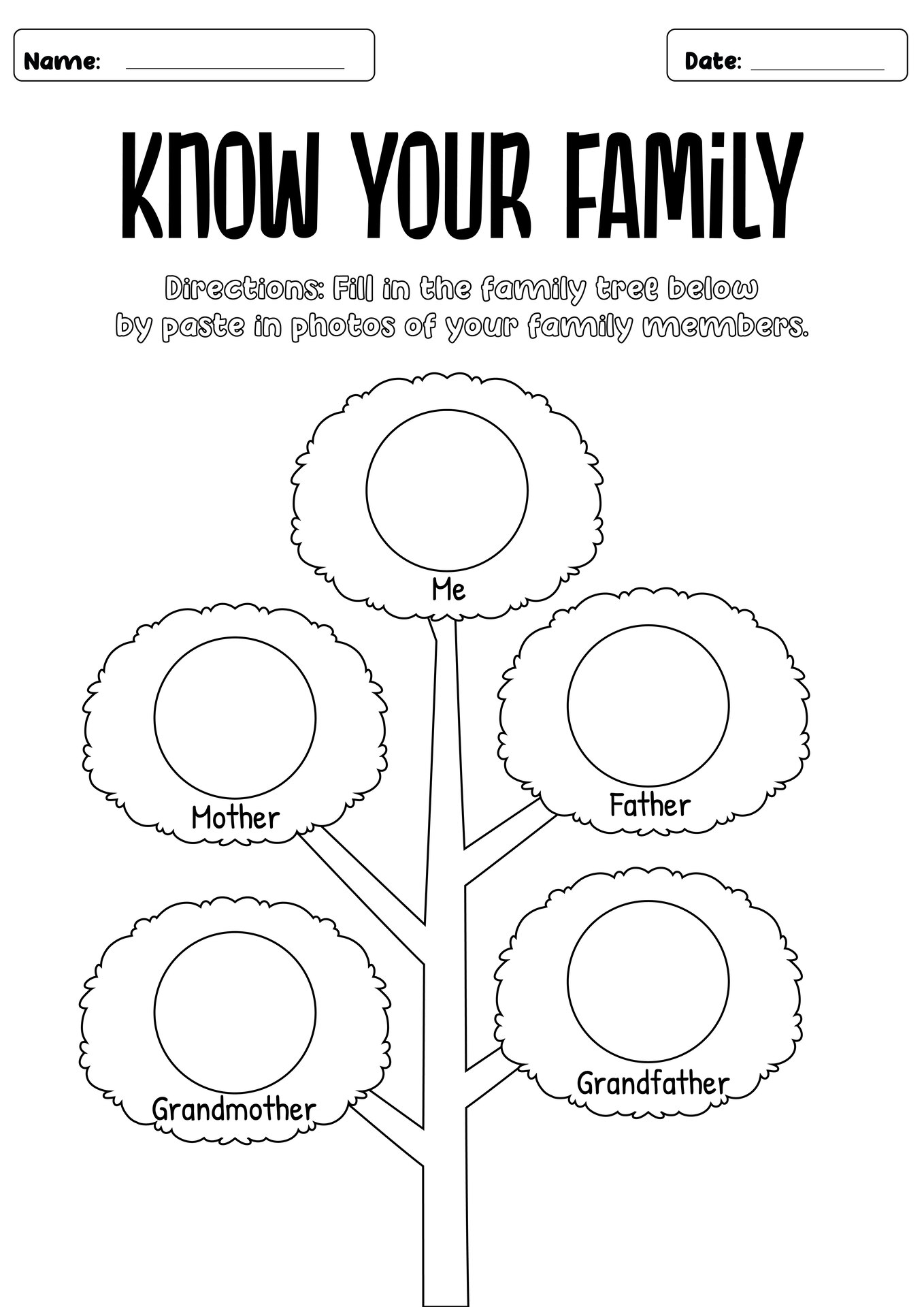 Printable Descendant Tree Worksheet for Families