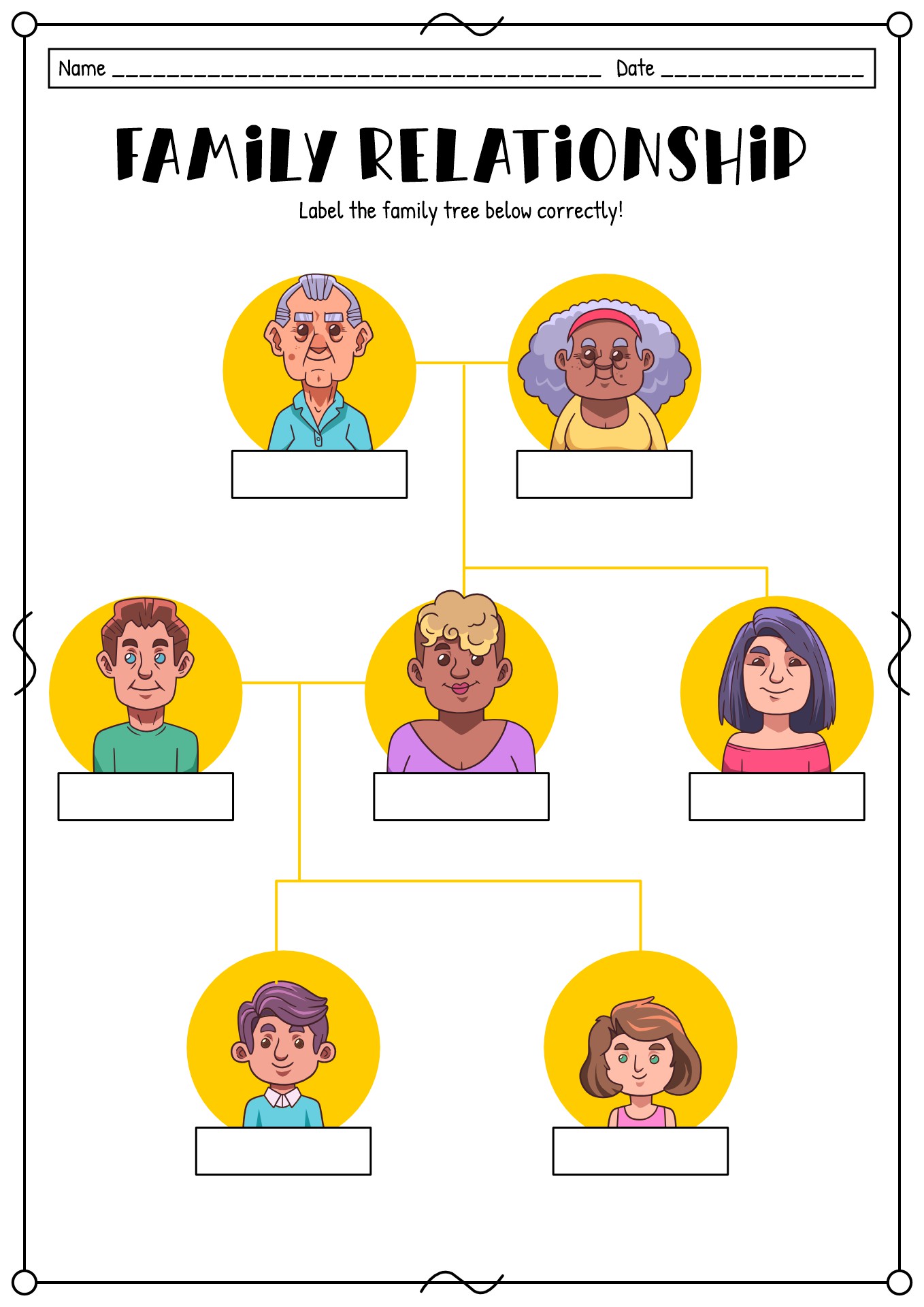 Printable ESL Family Tree Relationship Worksheet