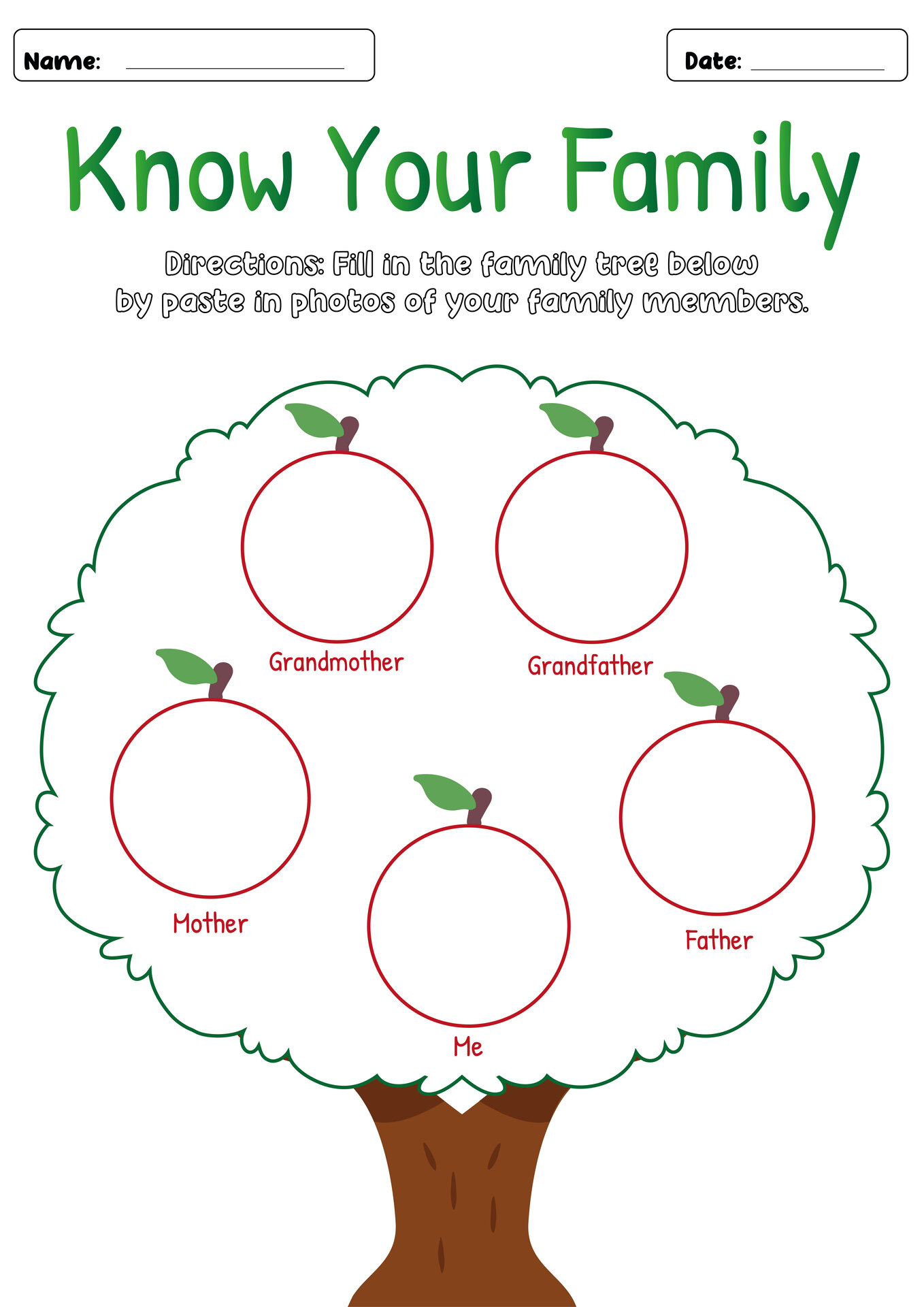 Printable Family Tree Chart for Children