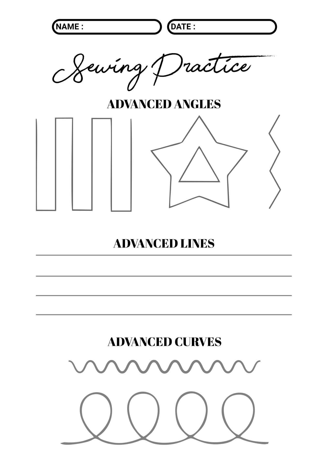 Printable Sewing Pattern Worksheets