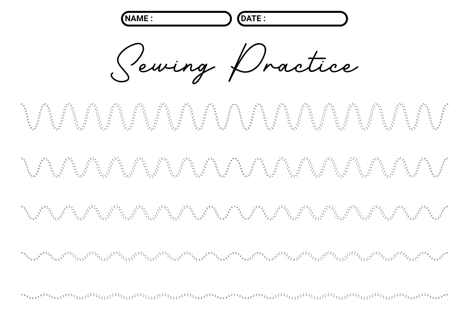 Printable Sewing Practice Sheets