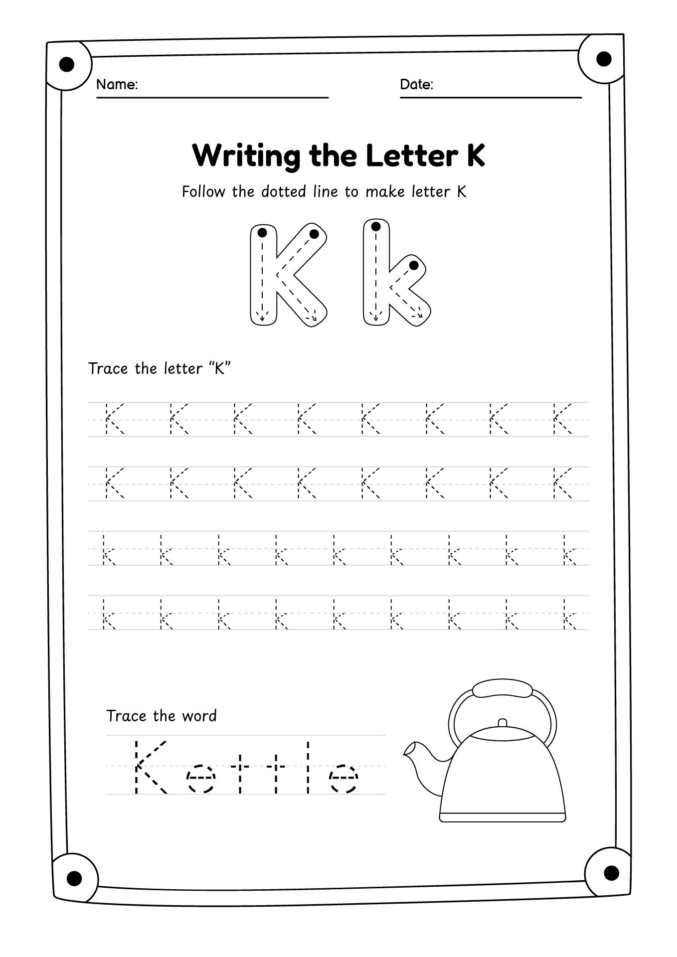 Recognizing Letter K For Preschool Students