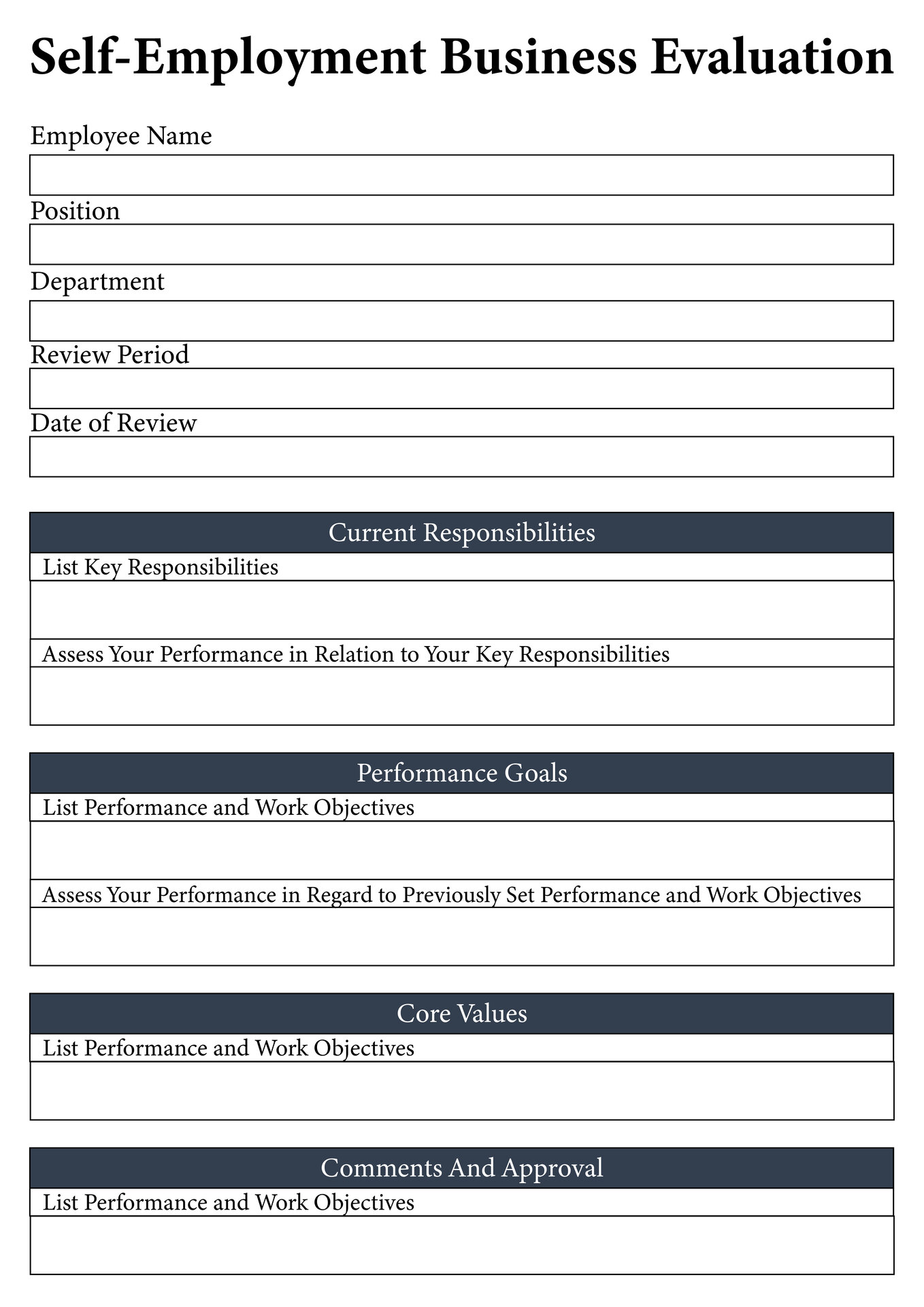 Self-Employment Business Evaluation Worksheet