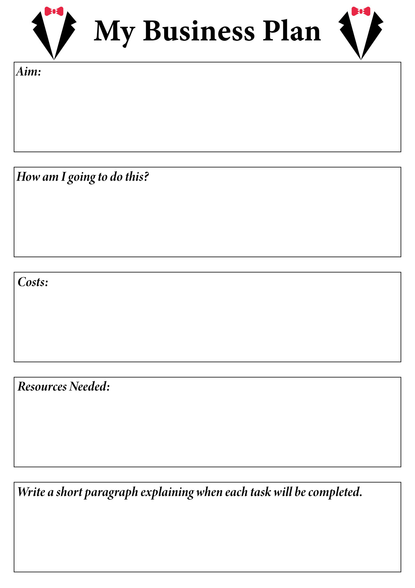 Self-Employment Business Planning Worksheet