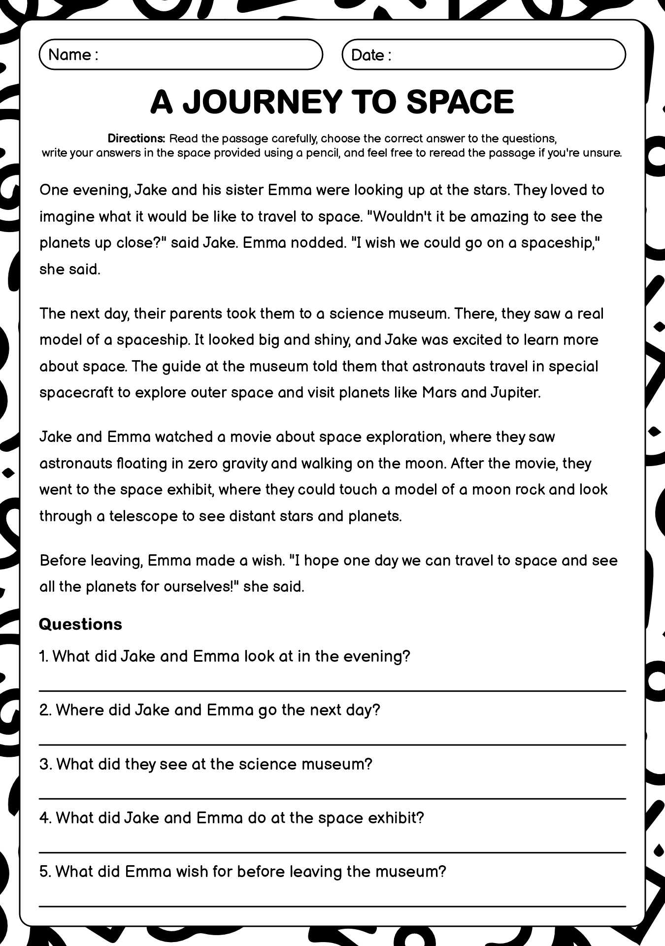 Wh-Questions Reading Comprehension Worksheets for Kids